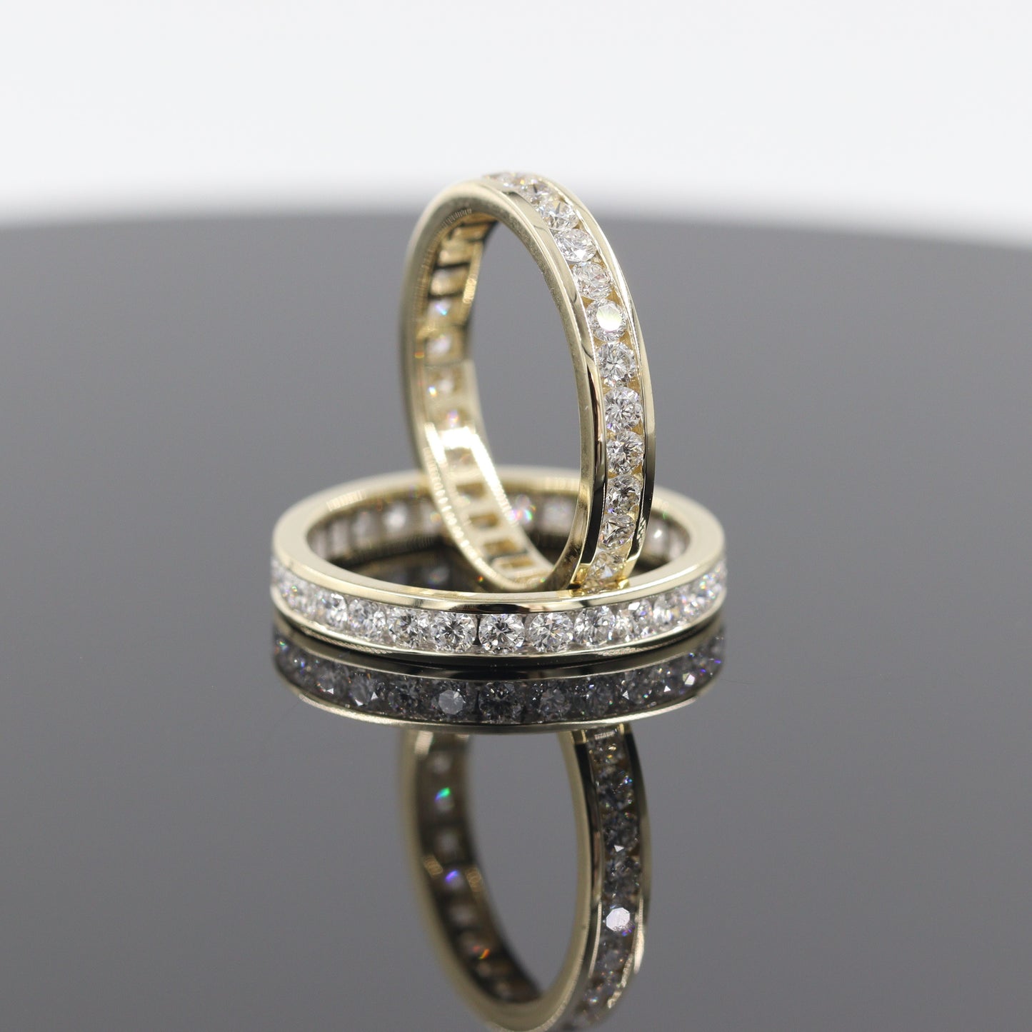 14k Gold Natural Diamond Wedding Band: Full Eternity Round Diamond Channel Set 3.0mm Ring - Anniversary gift