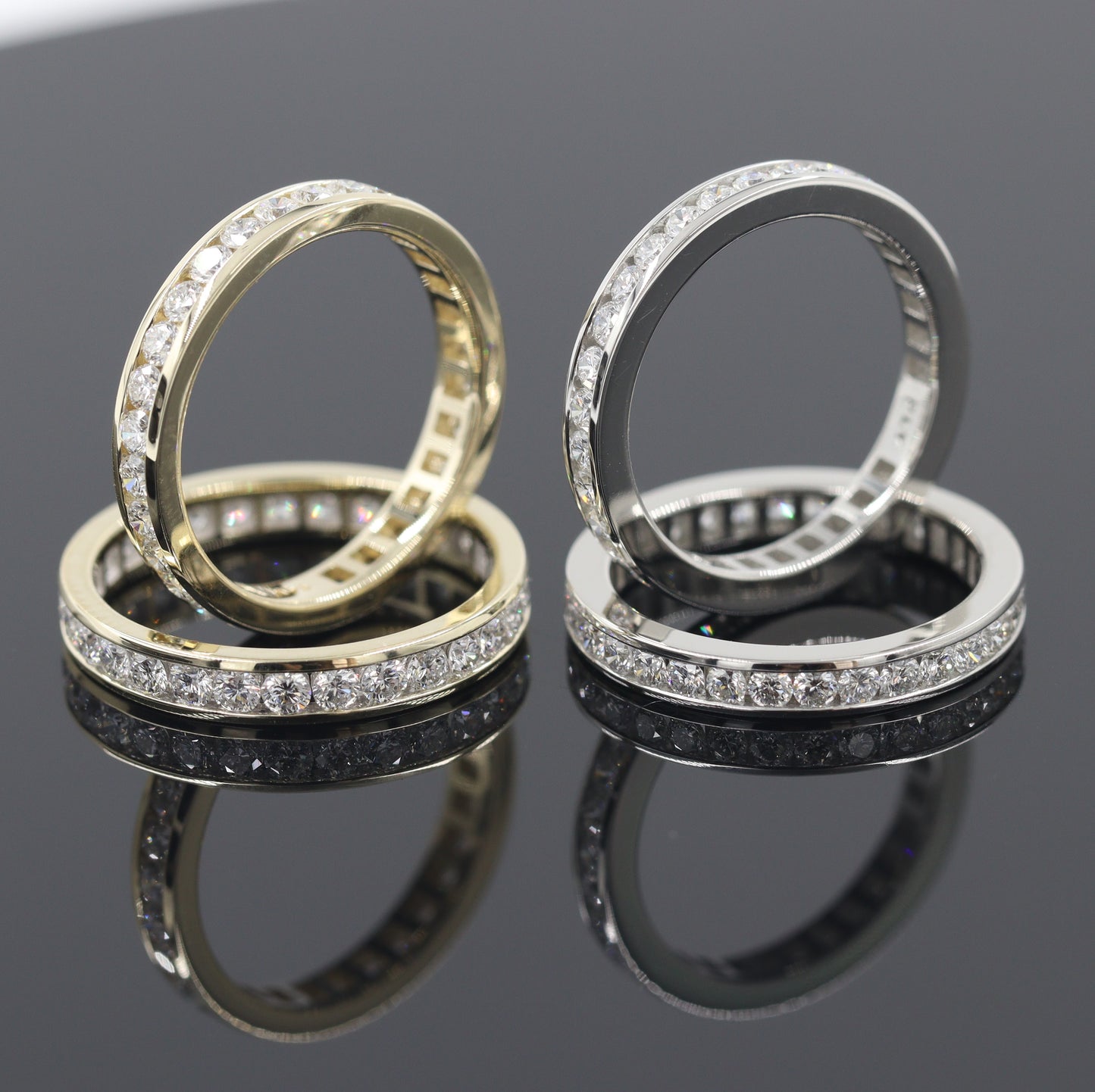 14k Gold Natural Diamond Wedding Band: Full Eternity Round Diamond Channel Set 3.0mm Ring - Anniversary gift