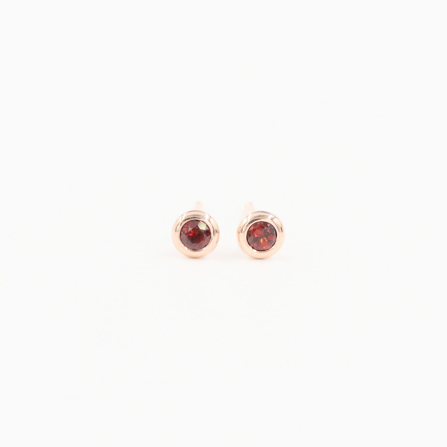 Garnet Bezel Set Stud Earrings/Round Garnet Stud Earrings/Garnet Solitaire Stud Pair Earrings/Gifts for her/Anniversary gift