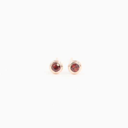 Garnet Bezel Set Stud Earrings/Round Garnet Stud Earrings/Garnet Solitaire Stud Pair Earrings/Gifts for her/Anniversary gift