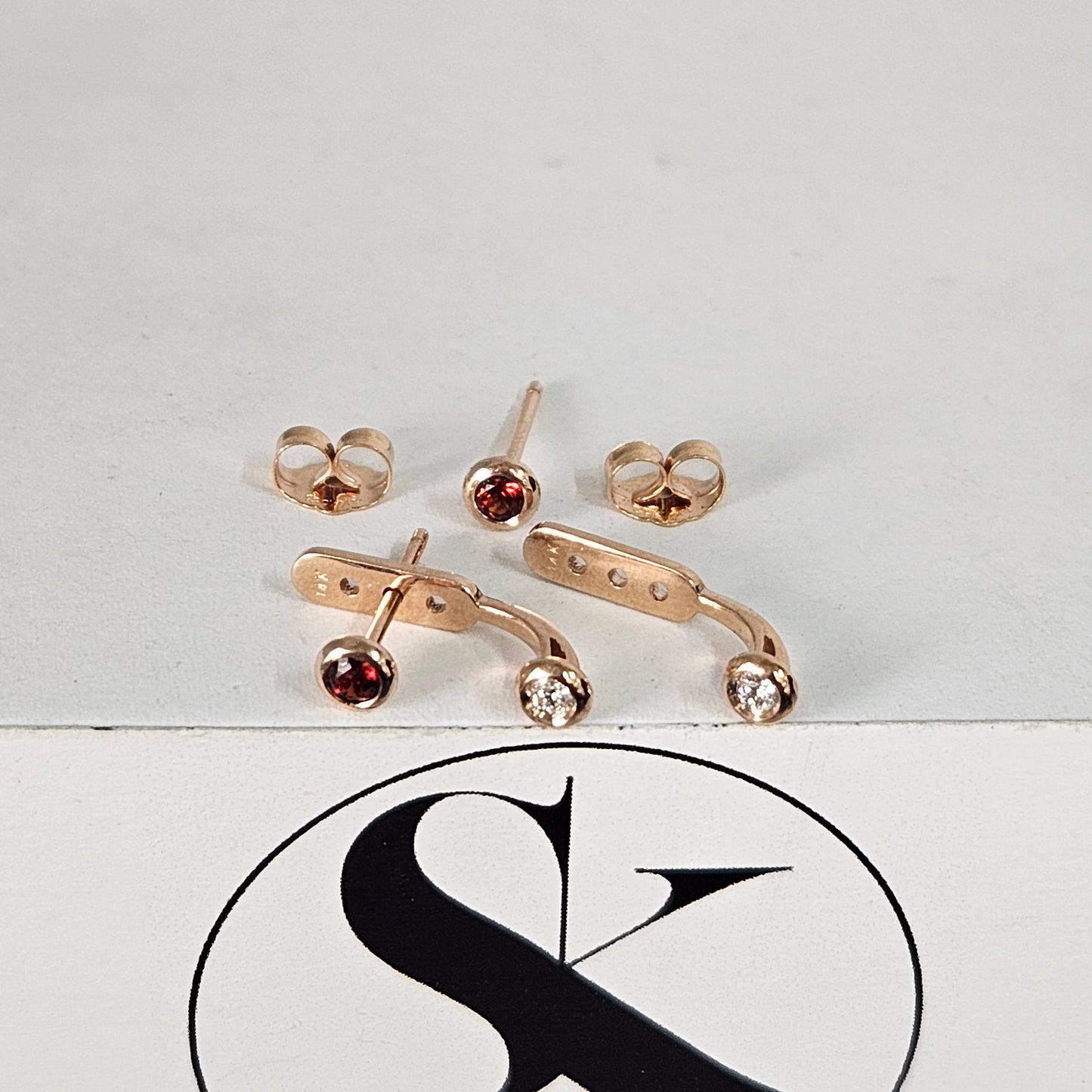 Garnet Bezel Set Stud Earrings/Round Garnet Stud Earrings/Garnet Solitaire Stud Pair Earrings/Gifts for her/Anniversary gift