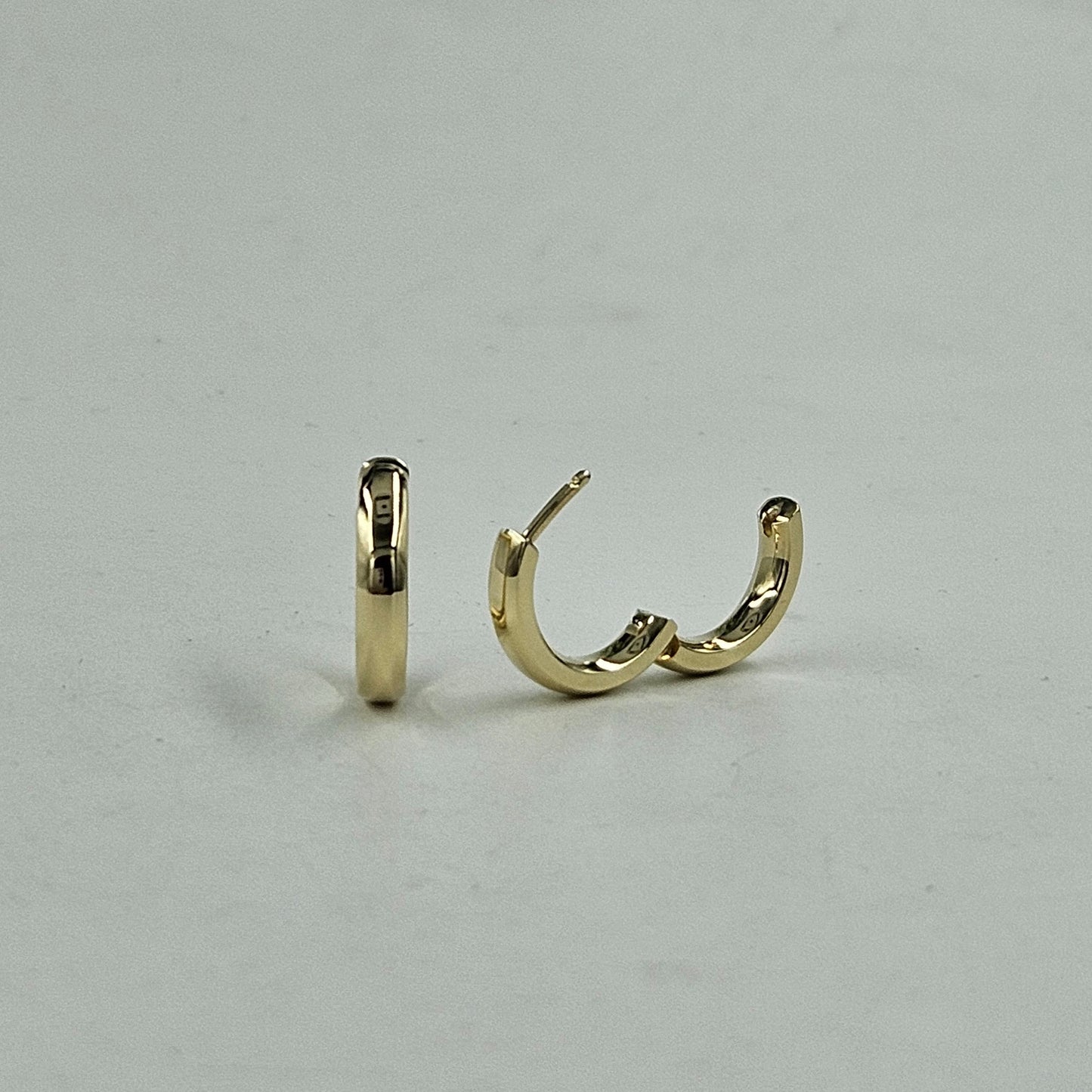 Gold Solid Dome Huggies/Men's & Women's Gold Hoop Earrings/14K-18K Gold 16mm Gold Hoop Earrings/Anniversary gift