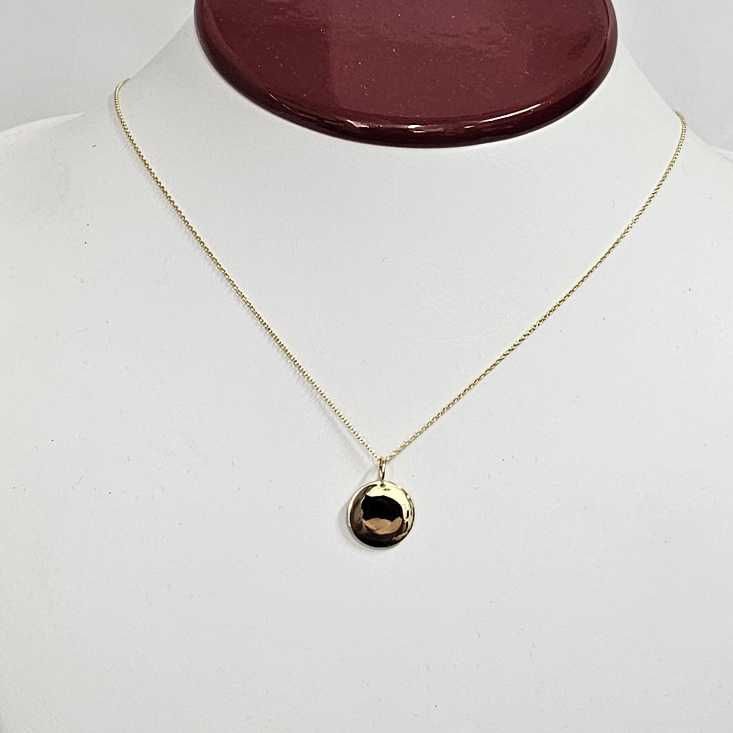 Gold Full Moon Pendant/12.5mmGold Round Disc Pendant/14K Gold Solid Pendant/Gold moon  Layering Necklace/Graduation Gift/Anniversary Gift