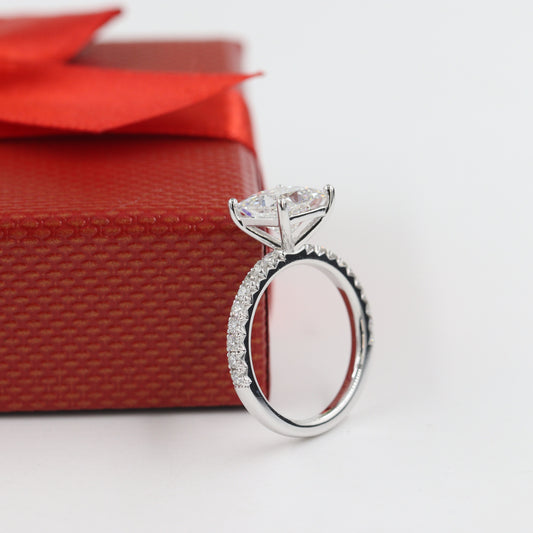 Half French Pave Princess Cut Diamond Center Engagement Ring/2.1ct Center lGl Lab Grown diamond Amazing Brilliant Ring/Anniversary gift