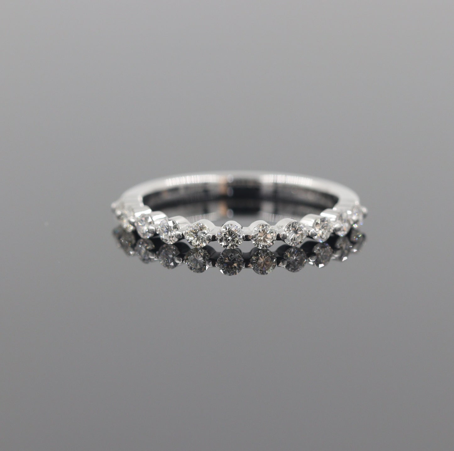 Half Way Eternity Single Prong Wedding Band/Natural Diamond Wedding Ring/Stackable Diamond Band/ Wedding Ring/Gift for her