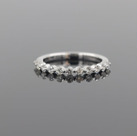 Half Way Eternity Single Prong Wedding Band/Natural Diamond Wedding Ring/Stackable Diamond Band/ Wedding Ring/Gift for her