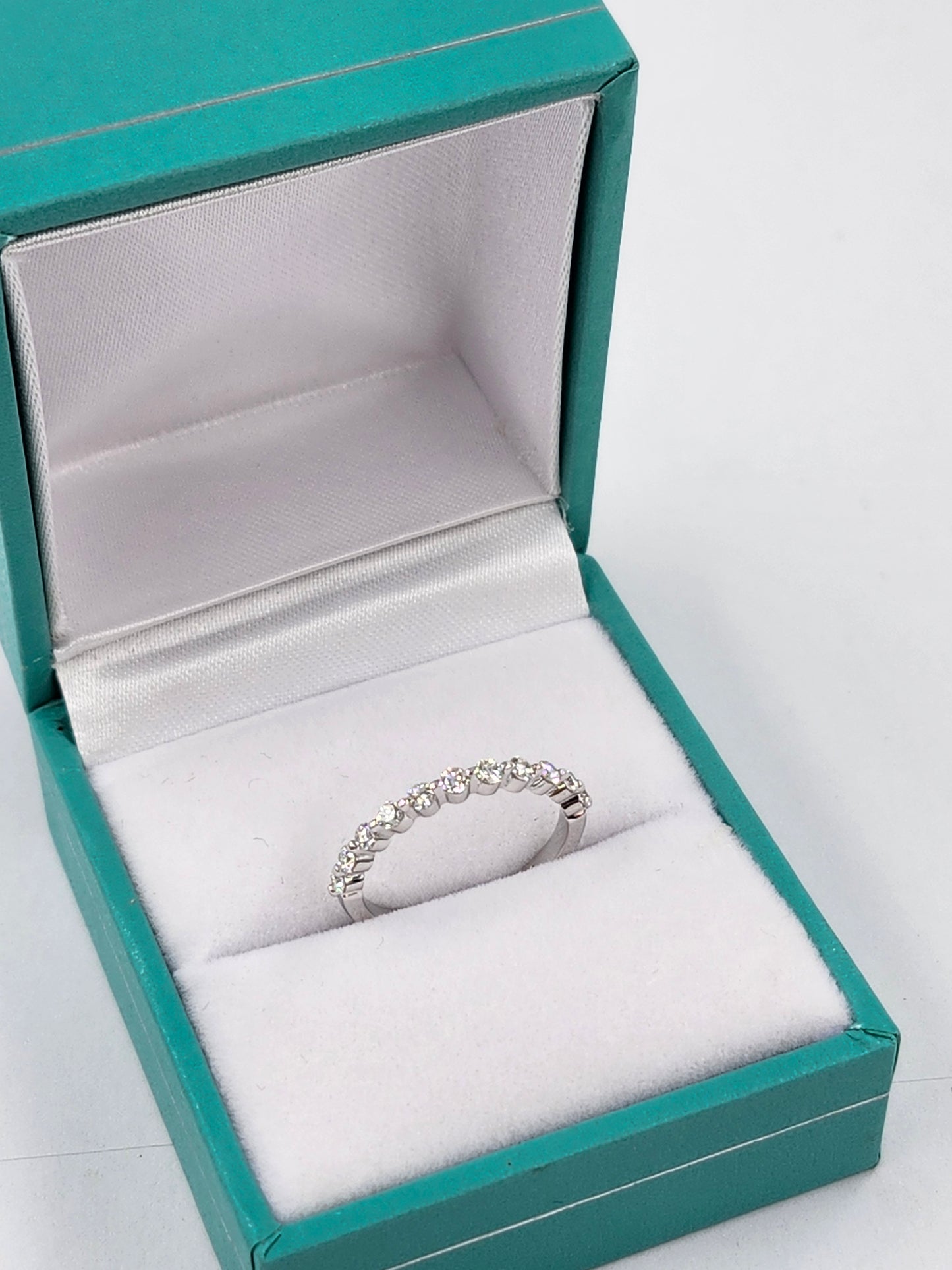 Half Way Eternity Single Prong Wedding Band/Natural Diamond Wedding Ring/Stackable Diamond Band/ Wedding Ring/Gift for her