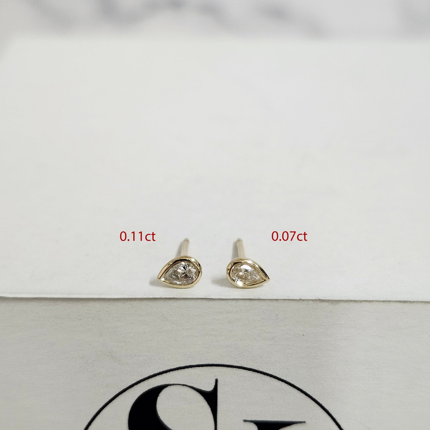 Handmade Pear Shape Diamond Solitaire Bezel Set Stud Earrings/Natural Pear Shape Diamond Stud Earrings/Pear Stud Earrings/Anniversary gift