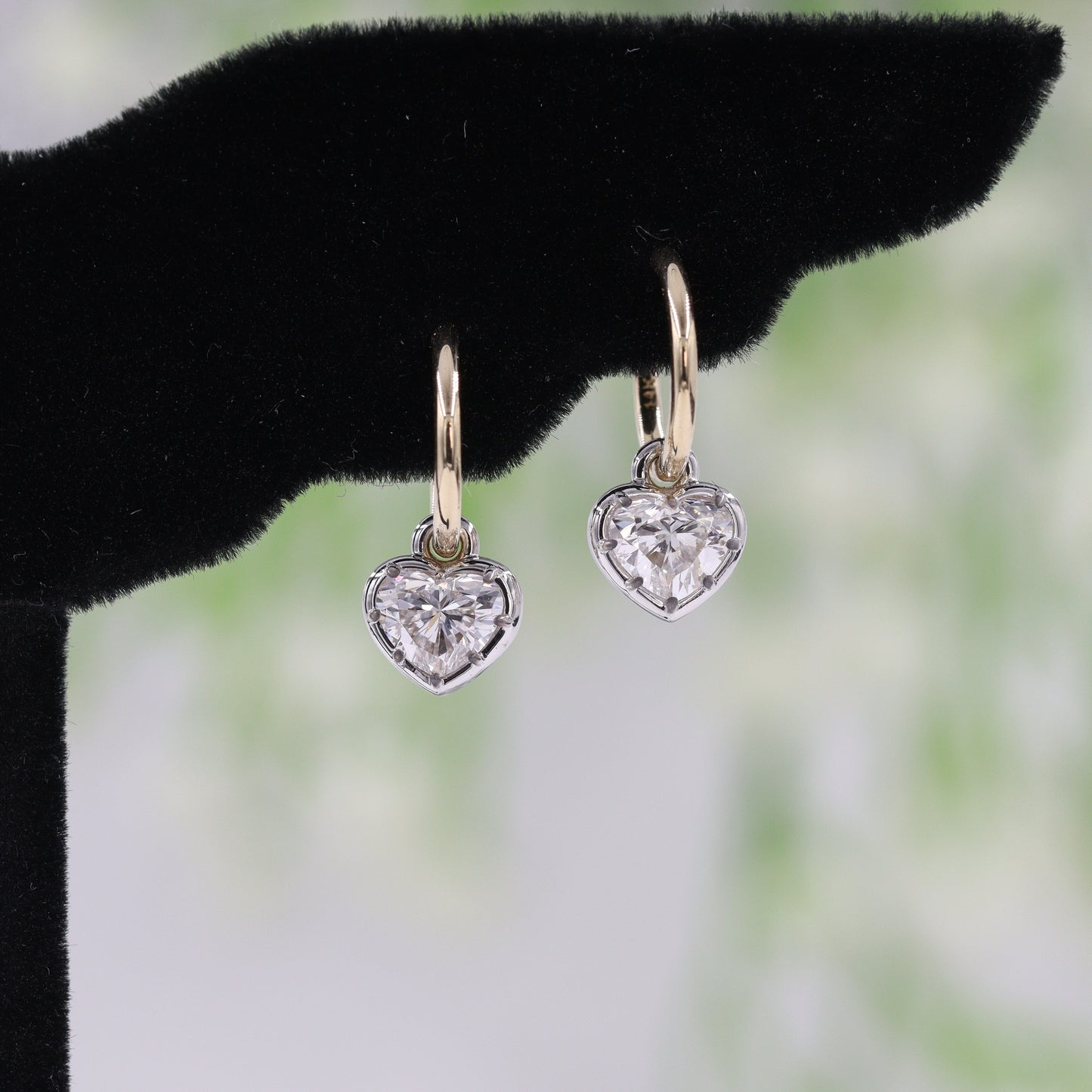 Heart Shape Diamond Hoop Earrings with Dangle Charm/Chunky 1ct Diamond Hoop Earrings/Lab Grown Diamond Hoop Earrings /Anniversary gift