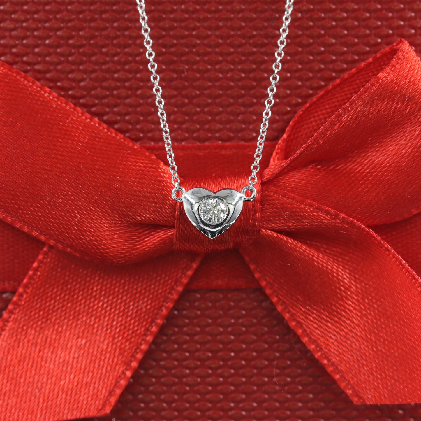 Solid Heart Pendant/14K Solid Gold Natural Diamond Bezel Necklace/ Unique Simple Necklace/Diamond  Necklace/Anniversary Gift/Gift for Her