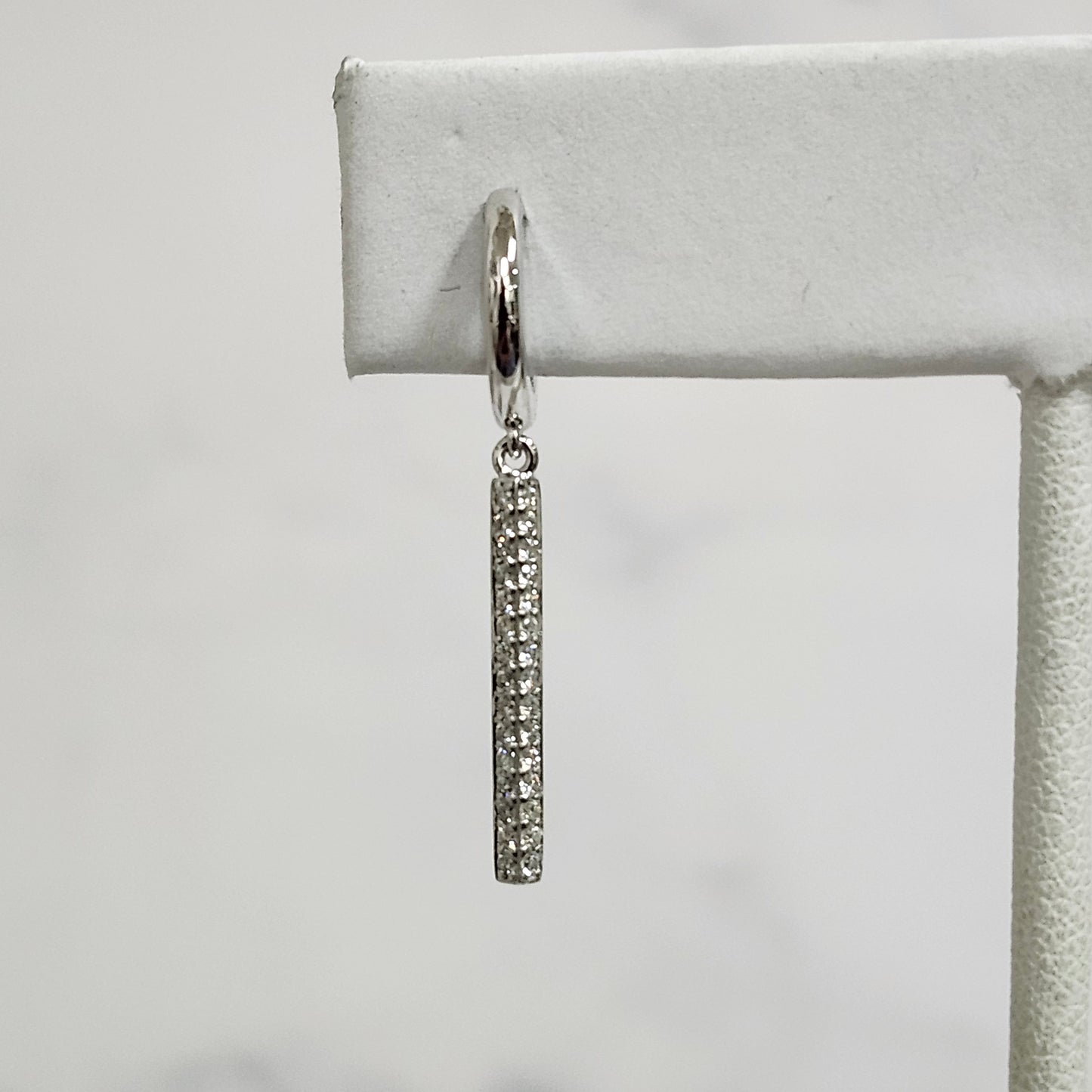 Gold Hoop with Dangling Bar Two Sides Diamond Earrings/14K,18K gold Drop earring/Natural Diamond Bar Earrings/Anniversary gift