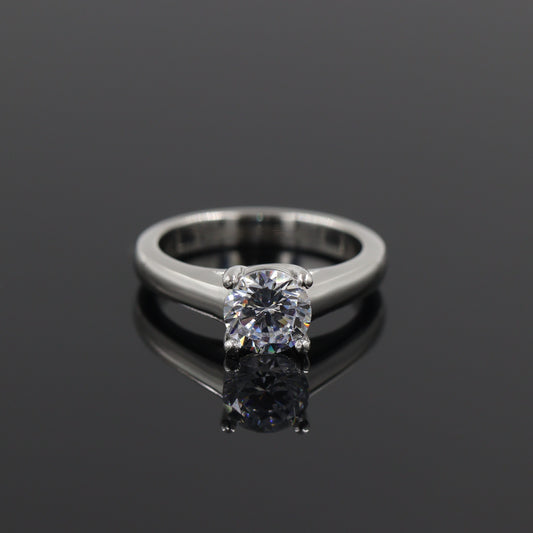 IGI Certified Round Lab-Grown Diamond Solitaire Platinum Engagement Ring - Anniversary gift