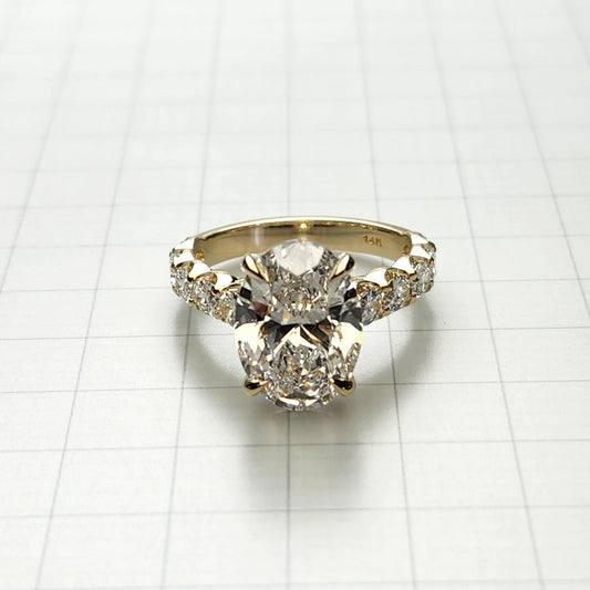 IGI Certified  Lab Grown Diamond Engagement Ring: 14K Gold Oval Halo Band - Anniversary gift