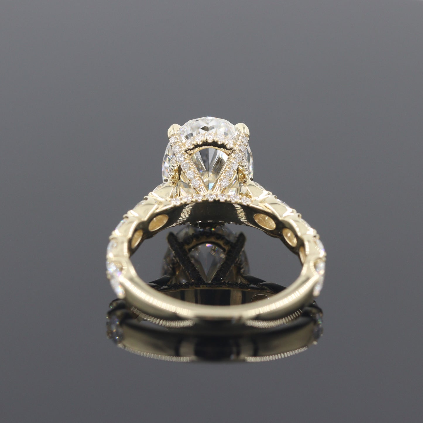 IGI Certified  Lab Grown Diamond Engagement Ring: 14K Gold Oval Halo Band - Anniversary gift