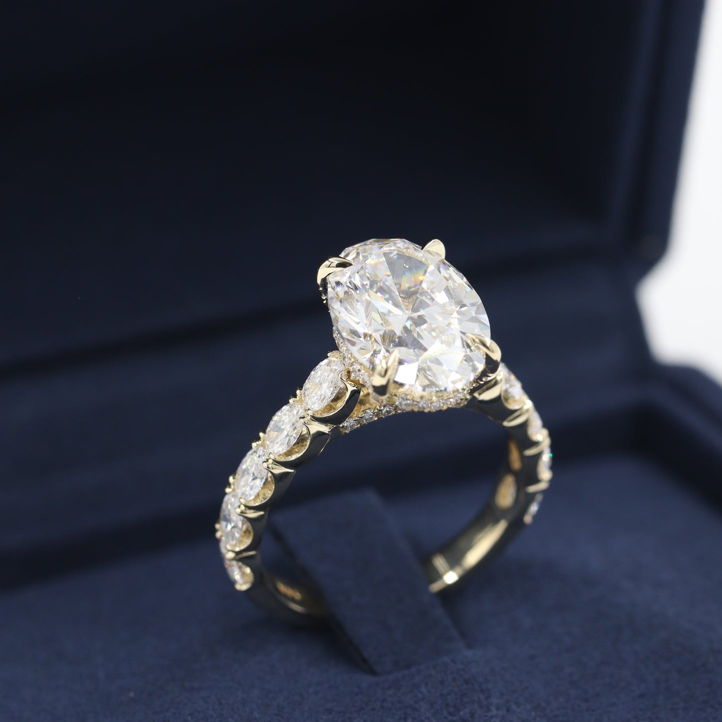 IGI Certified  Lab Grown Diamond Engagement Ring: 14K Gold Oval Halo Band - Anniversary gift