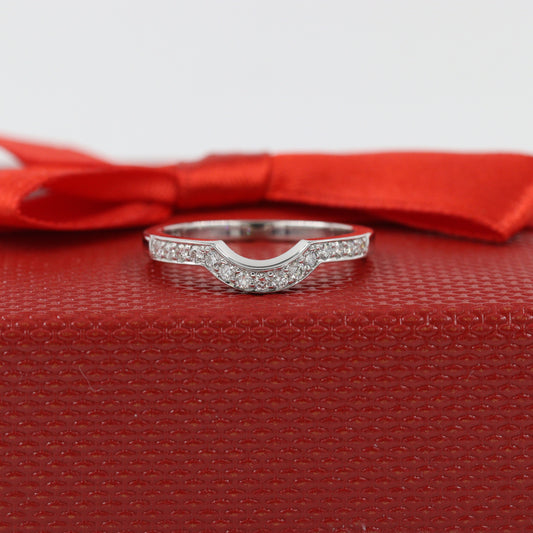 Curved Natural Diamond Wedding Band/Diamond Matching Band/Diamond Wedding Band/Simple Delicate Stacking Ring/Stackable Band/Anniversary Gift