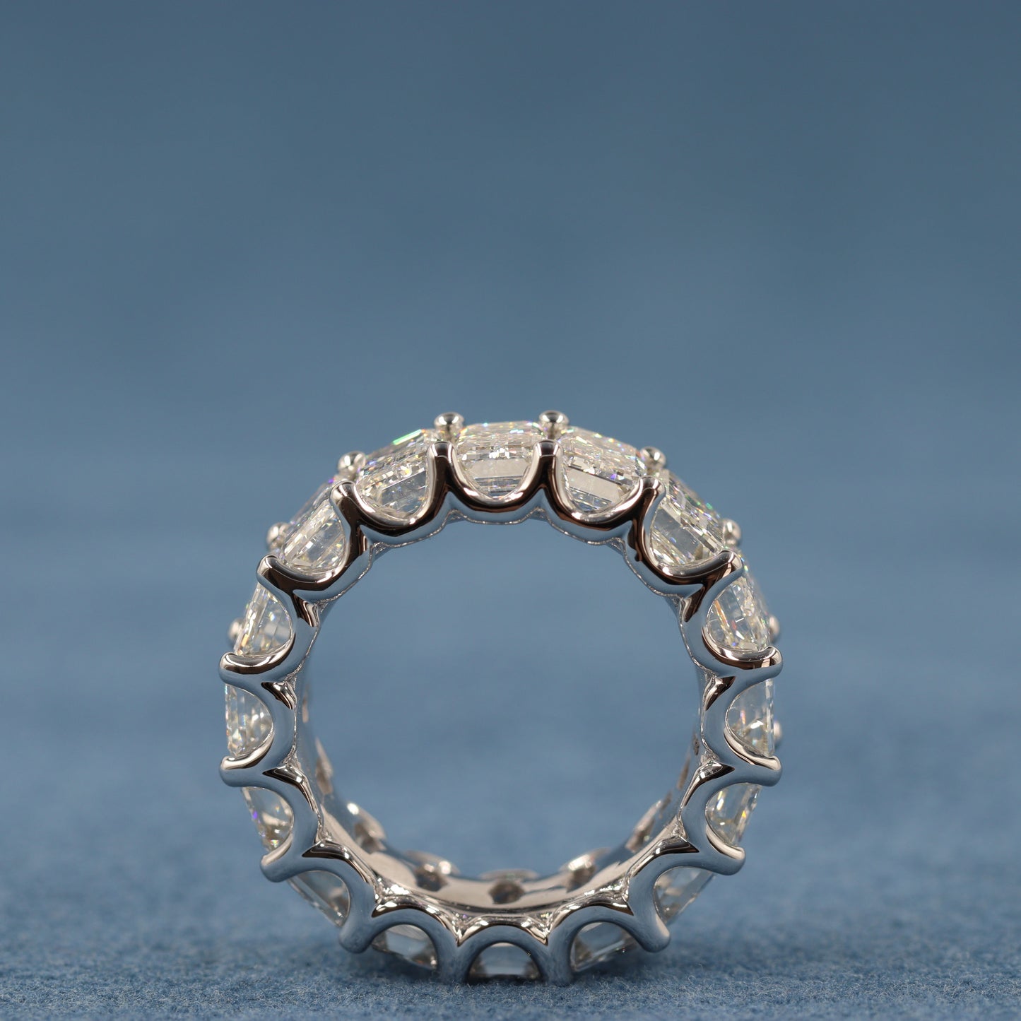 12ct Full Eternity luxury Emerald Cut Diamond Width 9mm Ring / Lab Grown Emerald Cut Diamond Wedding Ring / Anniversary gift