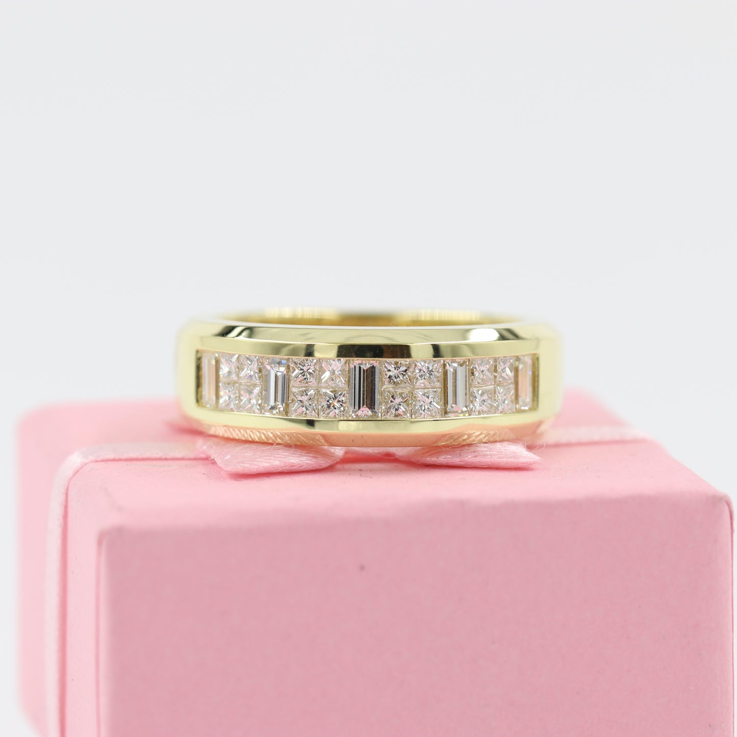 Invisible Set Half 1.4ct Diamond Eternity  Ring /Brilliant and Princess Cut Diamond  Anniversary Ring /18K gold wedding Ring