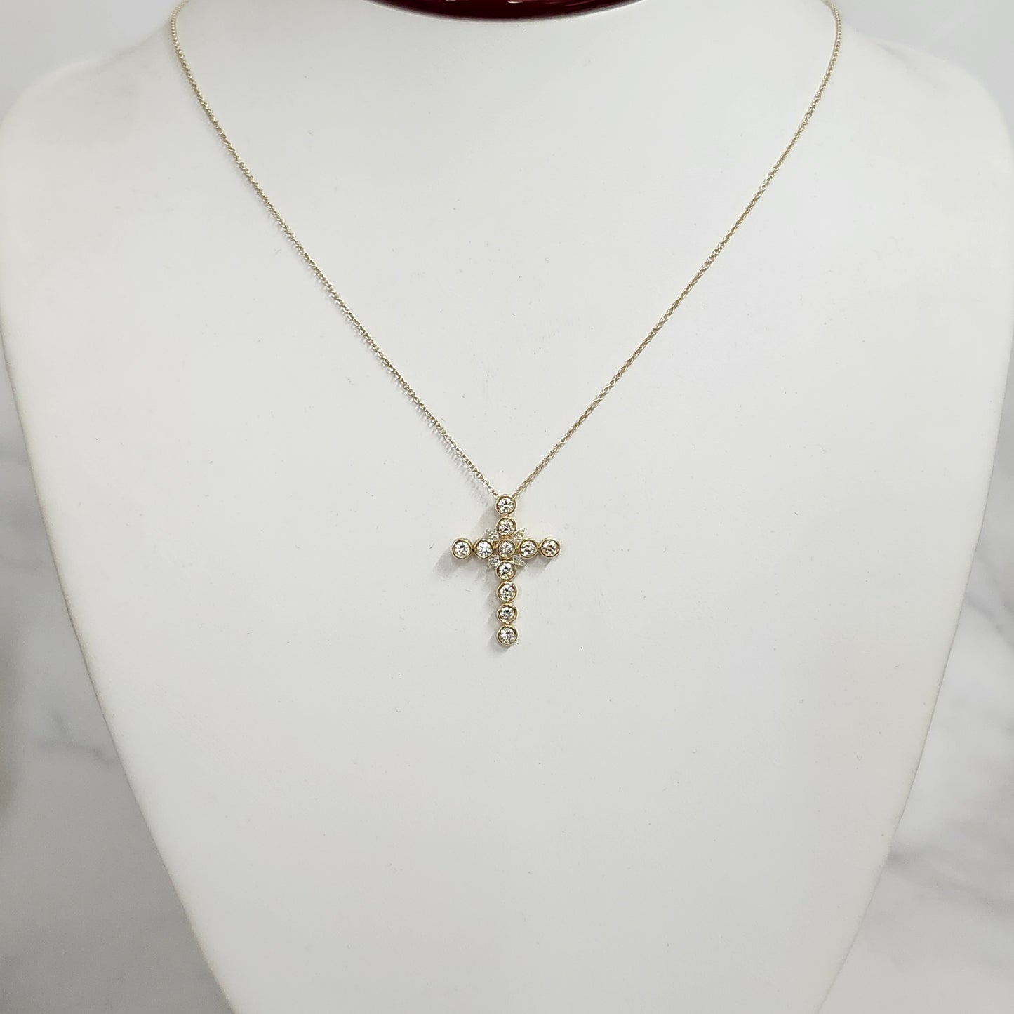 14K Gold Kite Shape Diamond Cross / Lab Diamond Necklace Diamond Cross Pendent / Anniversary Gift