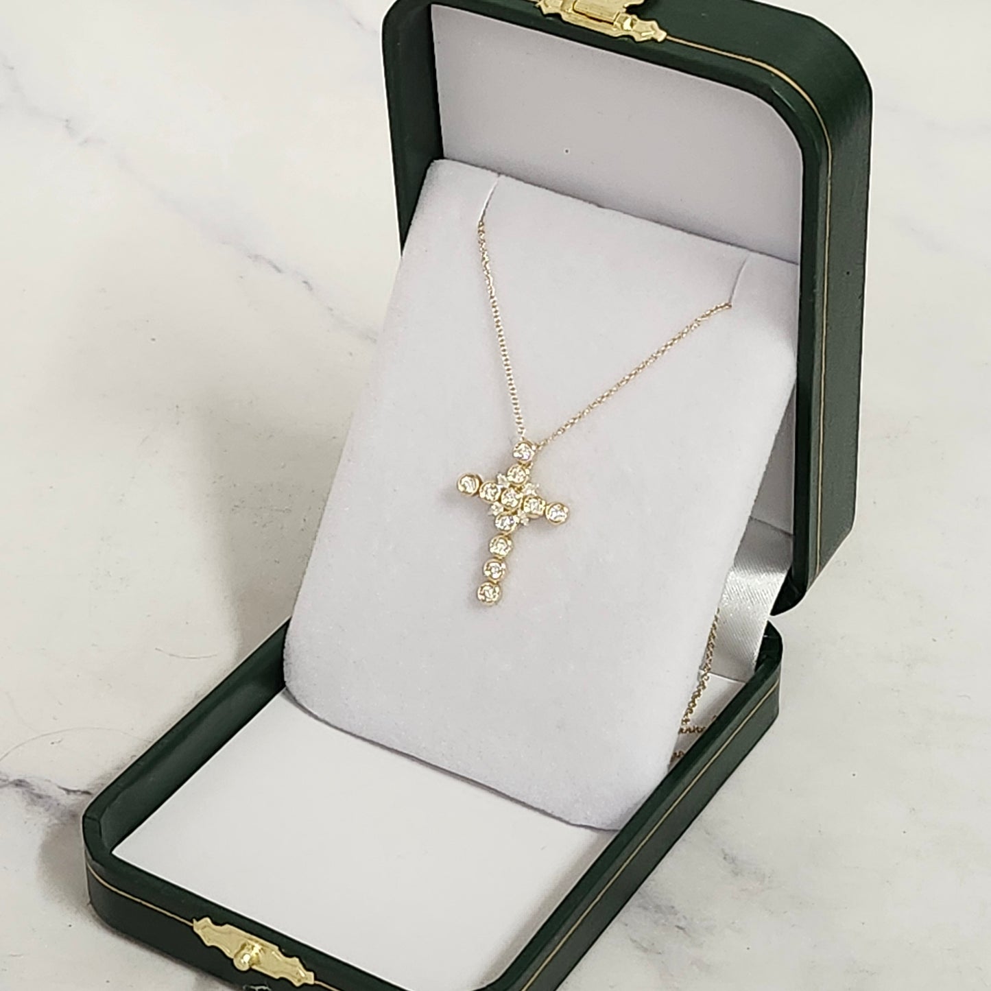 14K Gold Kite Shape Diamond Cross / Lab Diamond Necklace Diamond Cross Pendent / Anniversary Gift