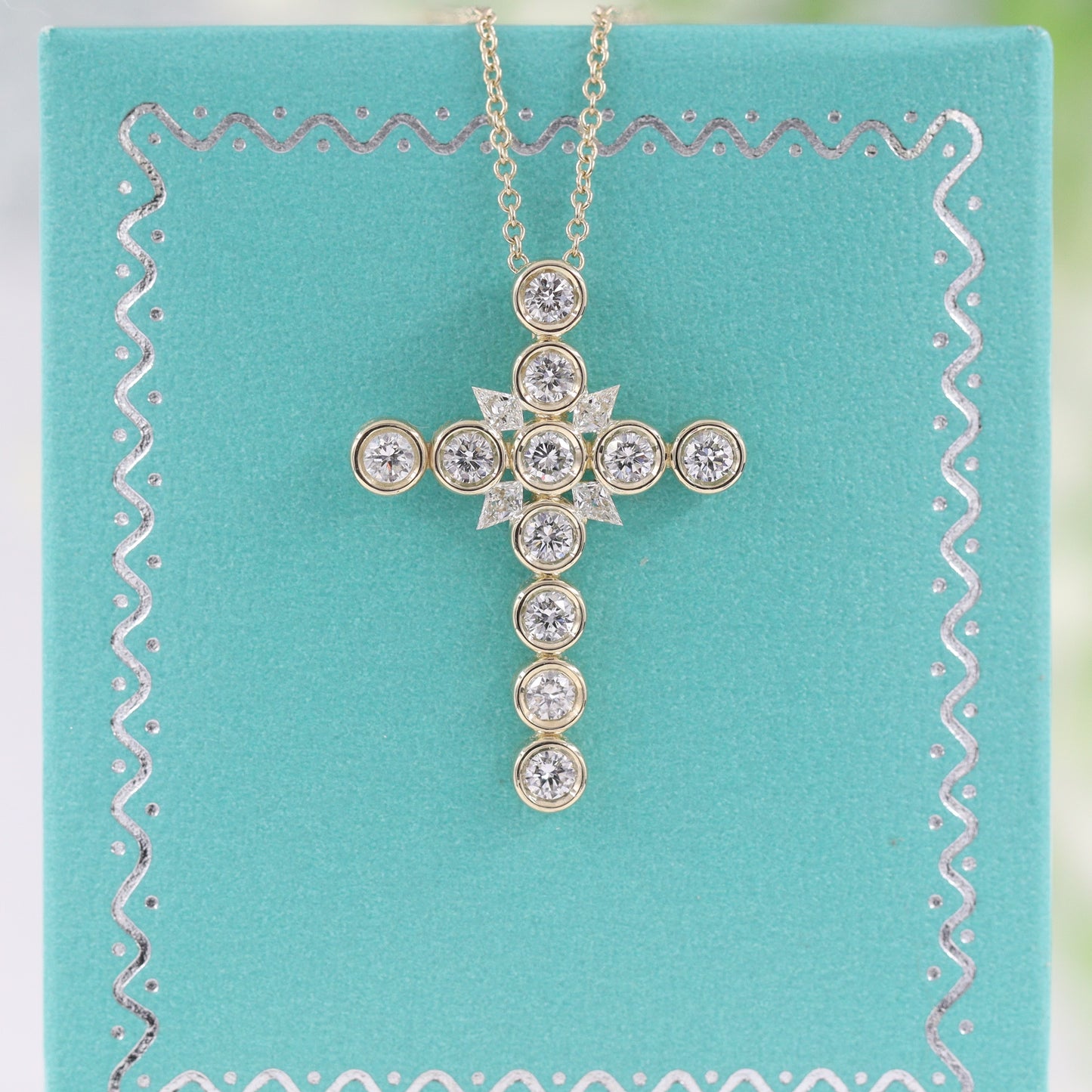 14K Gold Kite Shape Diamond Cross / Lab Diamond Necklace Diamond Cross Pendent / Anniversary Gift