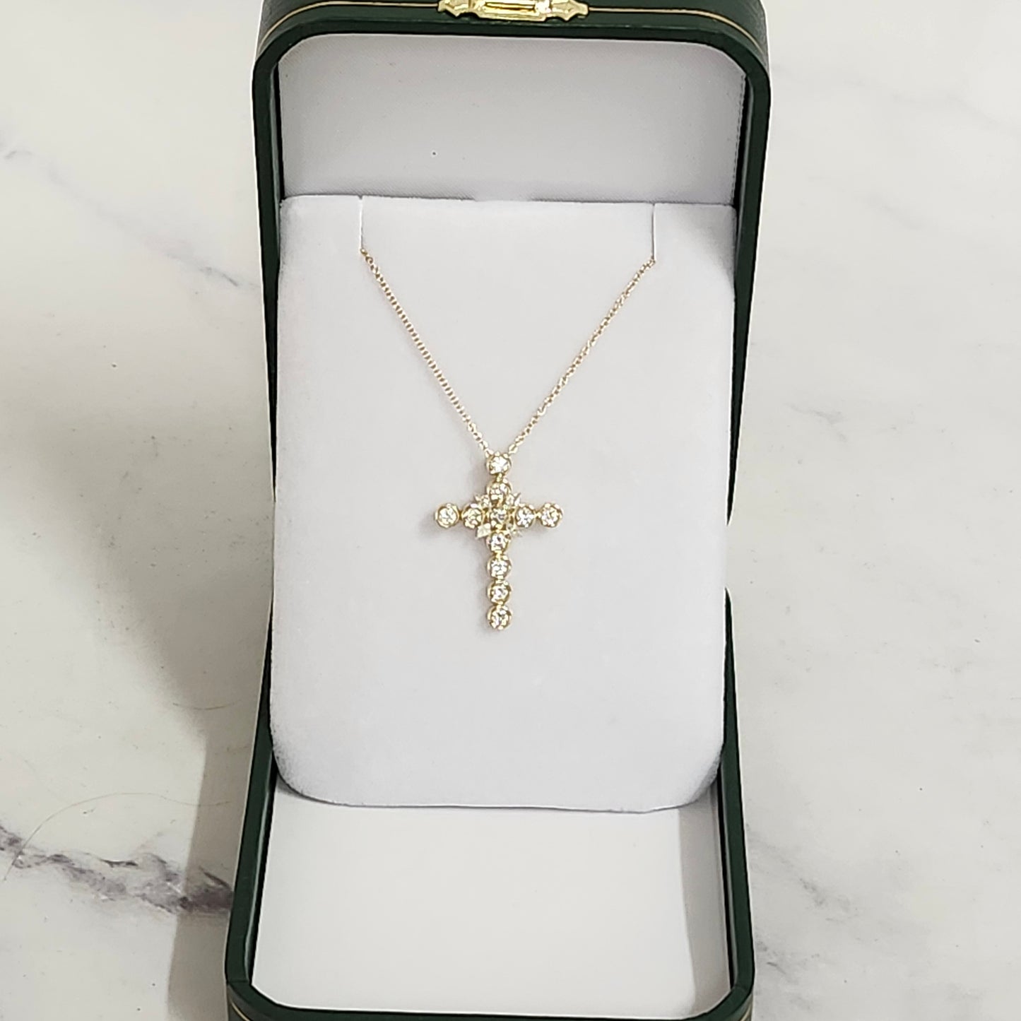 14K Gold Kite Shape Diamond Cross / Lab Diamond Necklace Diamond Cross Pendent / Anniversary Gift