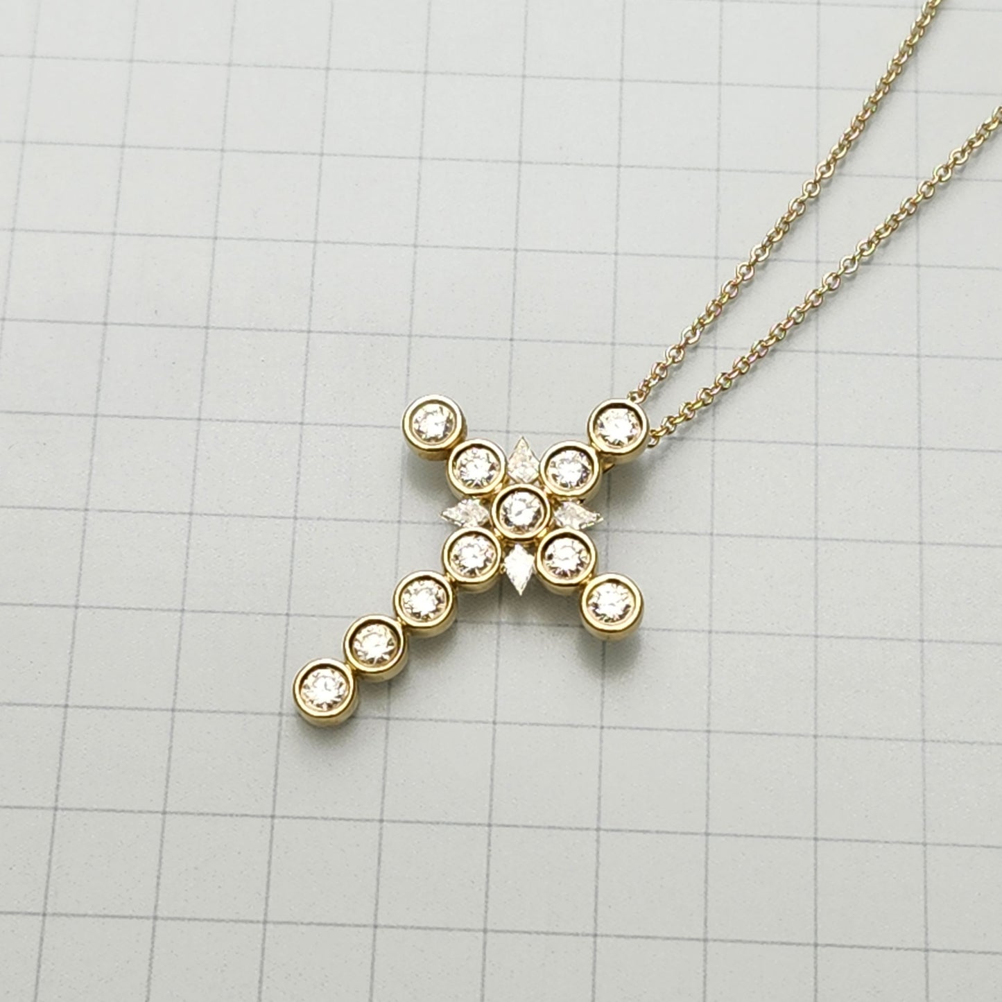 14K Gold Kite Shape Diamond Cross / Lab Diamond Necklace Diamond Cross Pendent / Anniversary Gift