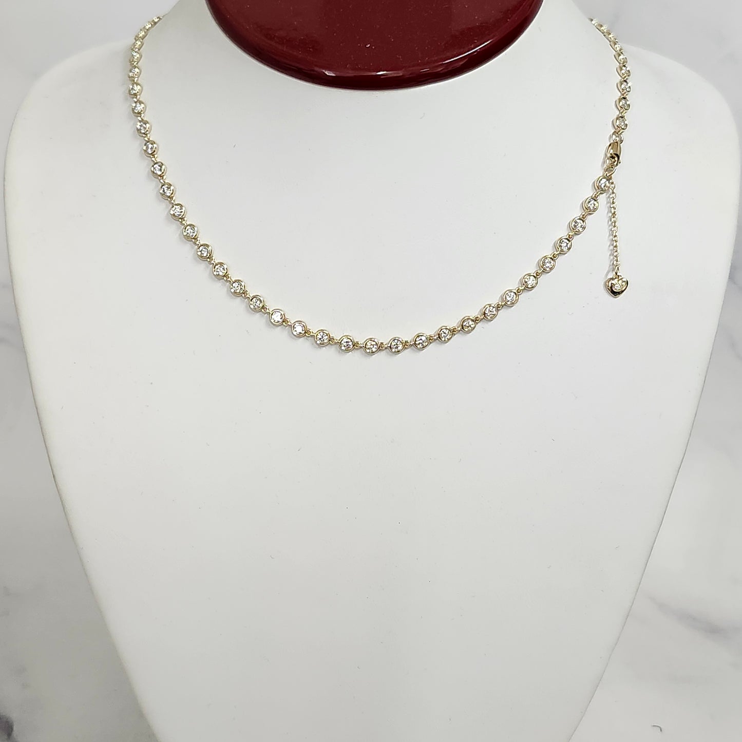 Full Round Natural Diamond Bezel Tennis Necklace / Diamond 4.1mm Bezel setting Tennis Necklace / Diamond Tennis Necklace / Anniversary gift