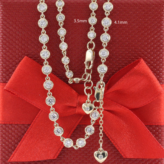 Full Round Natural Diamond Bezel Tennis Necklace / Diamond 4.1mm Bezel setting Tennis Necklace / Diamond Tennis Necklace / Anniversary gift