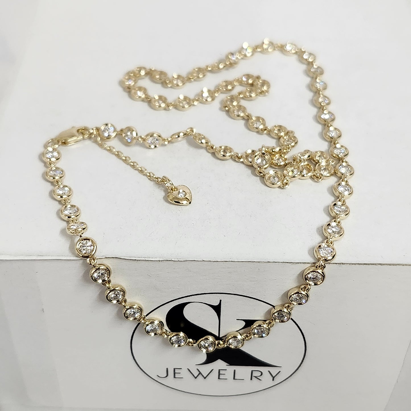 Full Round Natural Diamond Bezel Tennis Necklace / Diamond 4.1mm Bezel setting Tennis Necklace / Diamond Tennis Necklace / Anniversary gift