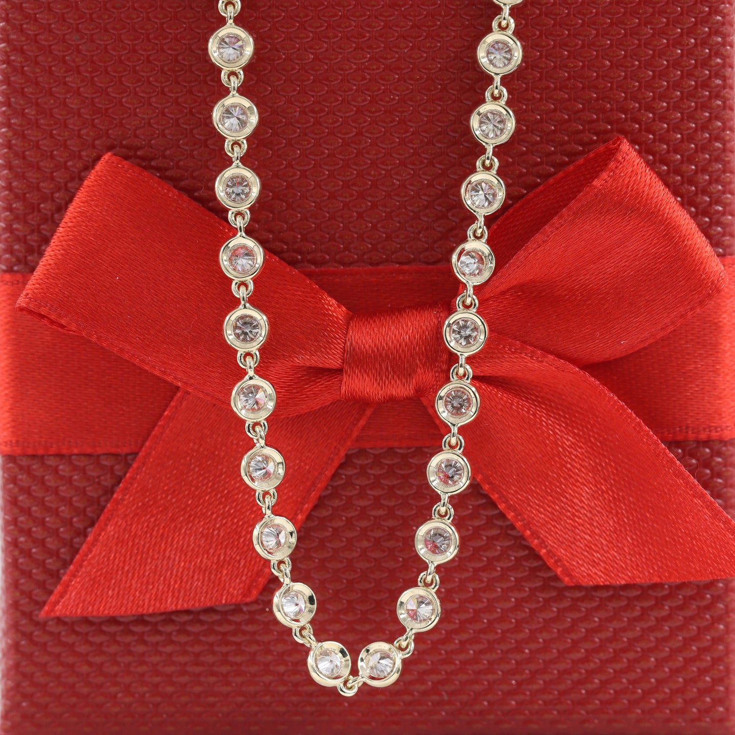 Full Round Natural Diamond Bezel Tennis Necklace / Diamond 4.1mm Bezel setting Tennis Necklace / Diamond Tennis Necklace / Anniversary gift