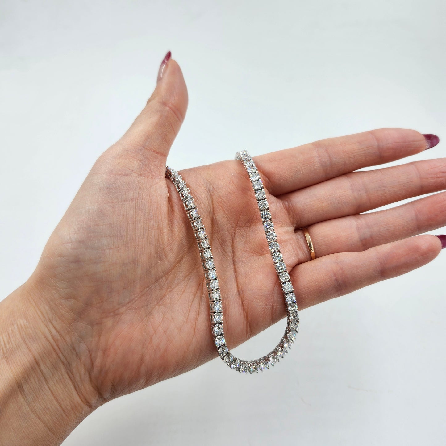 Lab Diamond 4 Prong Tennis Necklace / 14k Gold Round 23ct Diamond Tennis Necklace / Anniversary Gift