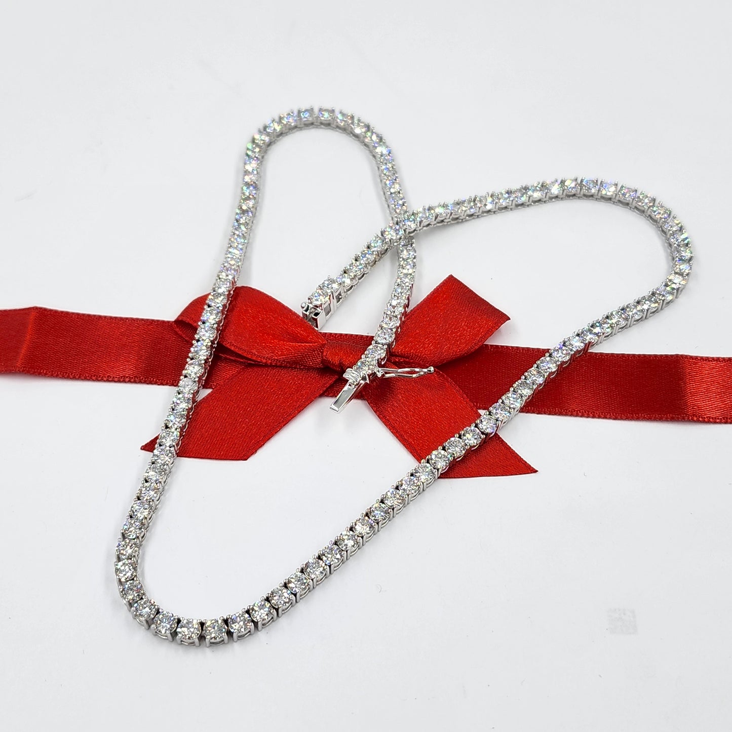 Lab Diamond 4 Prong Tennis Necklace / 14k Gold Round 23ct Diamond Tennis Necklace / Anniversary Gift