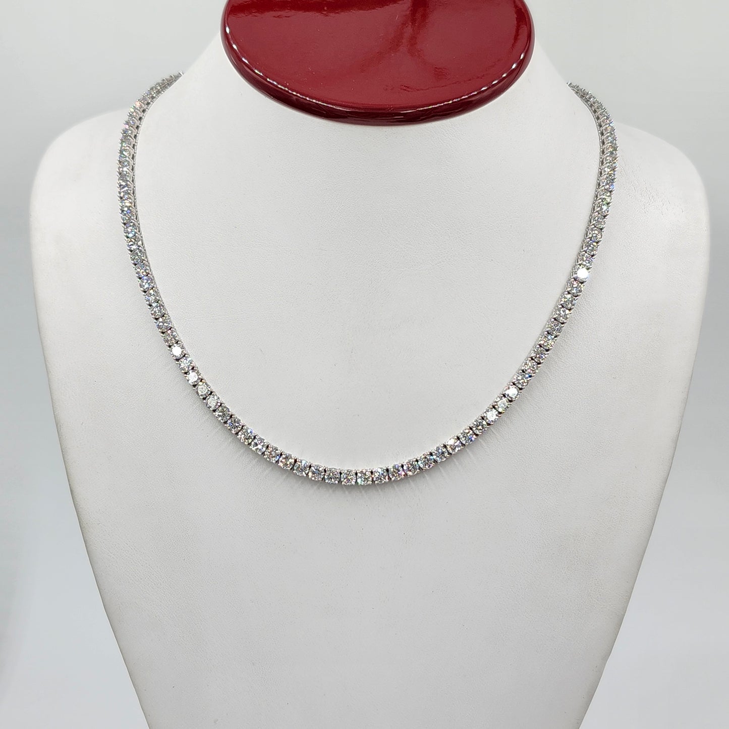 Lab Diamond 4 Prong Tennis Necklace / 14k Gold Round 23ct Diamond Tennis Necklace / Anniversary Gift