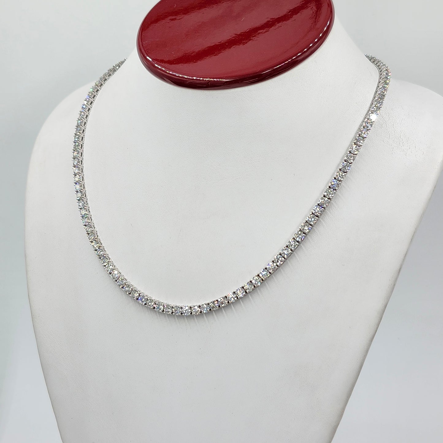 Lab Diamond 4 Prong Tennis Necklace / 14k Gold Round 23ct Diamond Tennis Necklace / Anniversary Gift