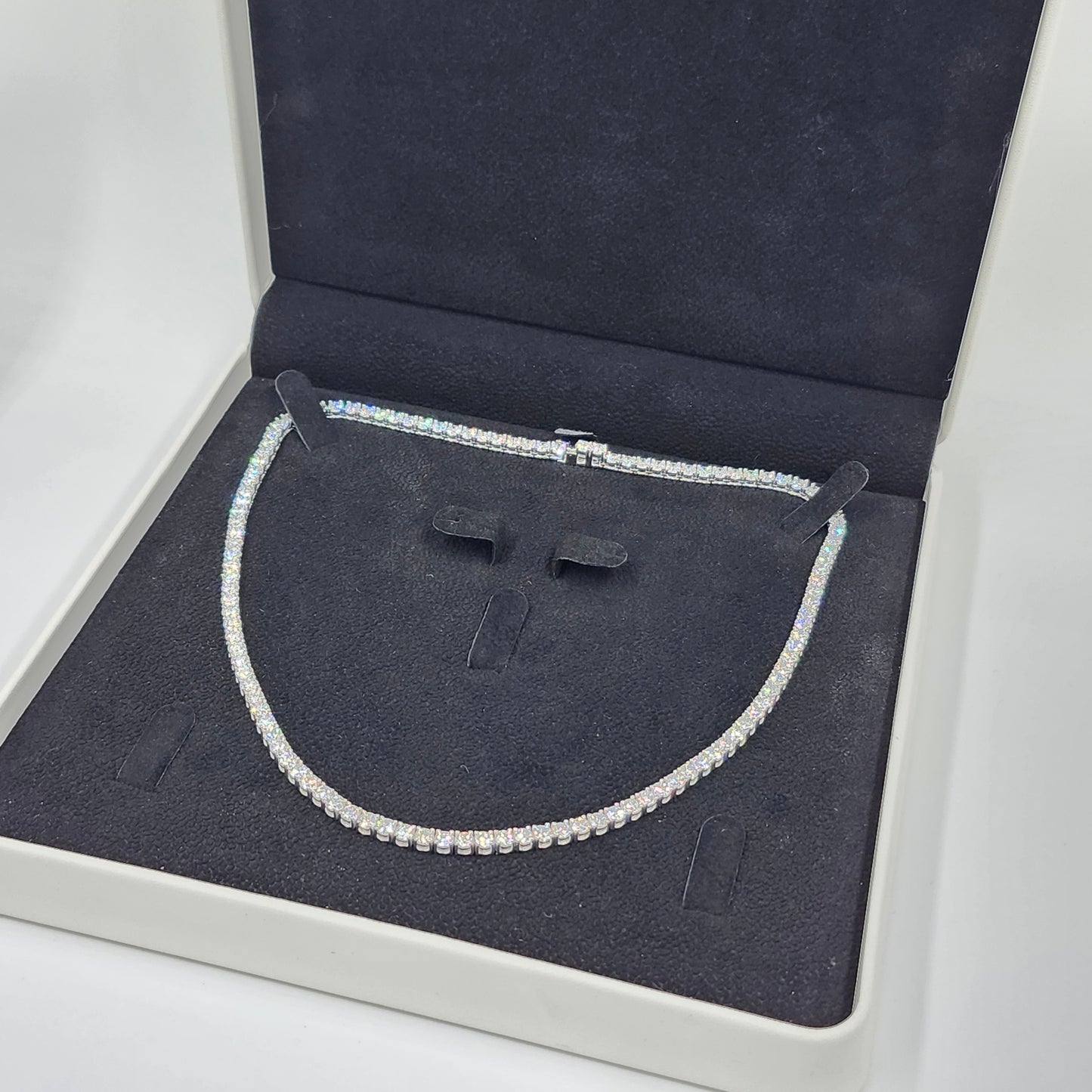 Lab Diamond 4 Prong Tennis Necklace / 14k Gold Round 23ct Diamond Tennis Necklace / Anniversary Gift