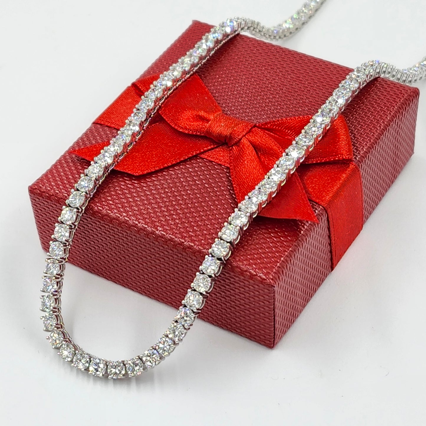 Lab Diamond 4 Prong Tennis Necklace / 14k Gold Round 23ct Diamond Tennis Necklace / Anniversary Gift