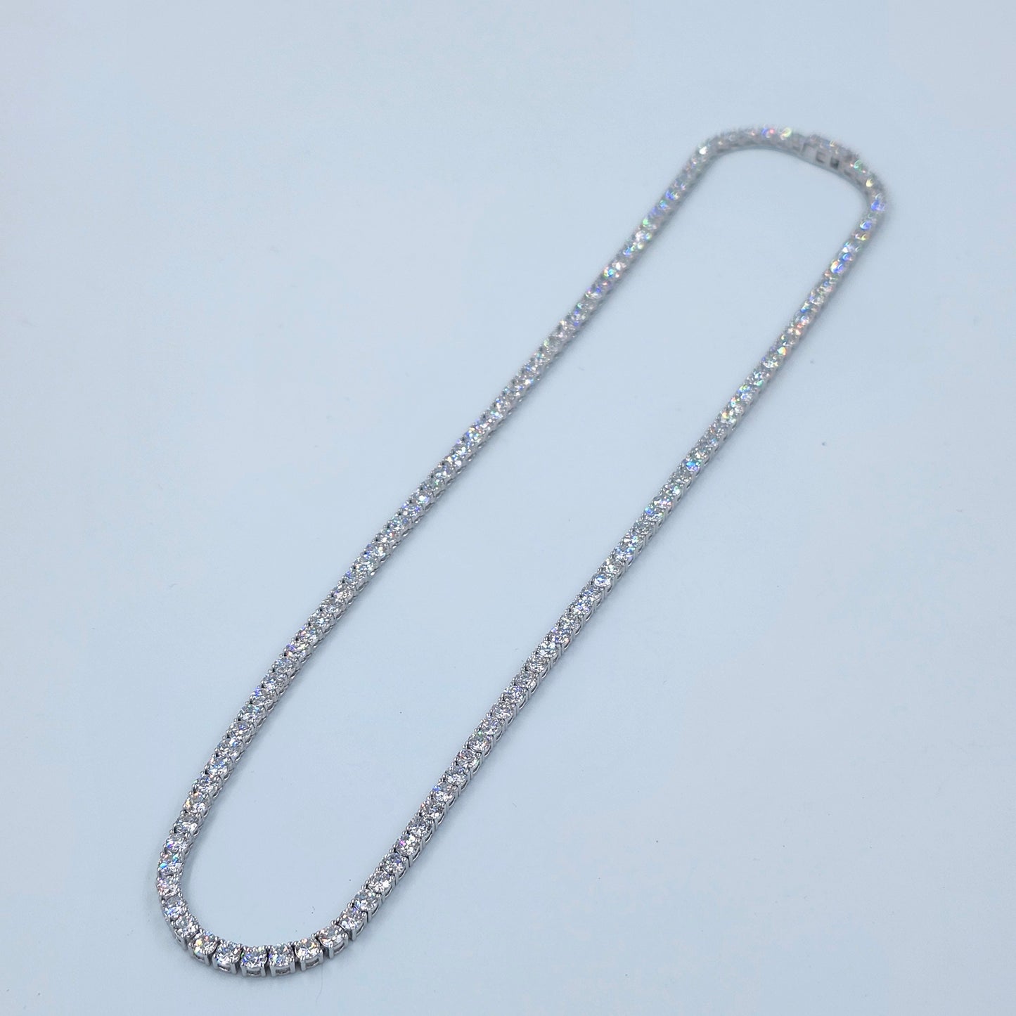 Lab Diamond Four Prong Tennis Necklace / 14k Gold Round Diamond Tennis Necklace / Anniversary Gift