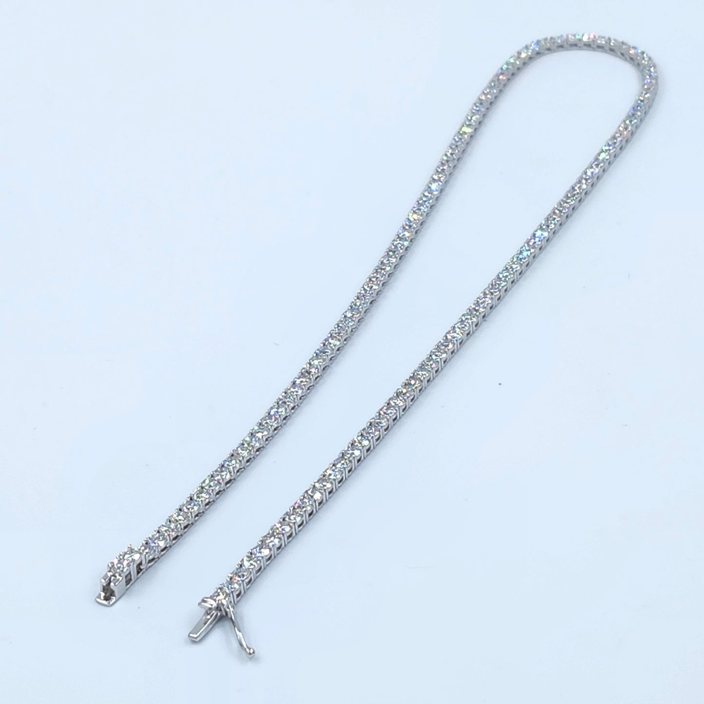 Lab Diamond Four Prong Tennis Necklace / 14k Gold Round Diamond Tennis Necklace / Anniversary Gift