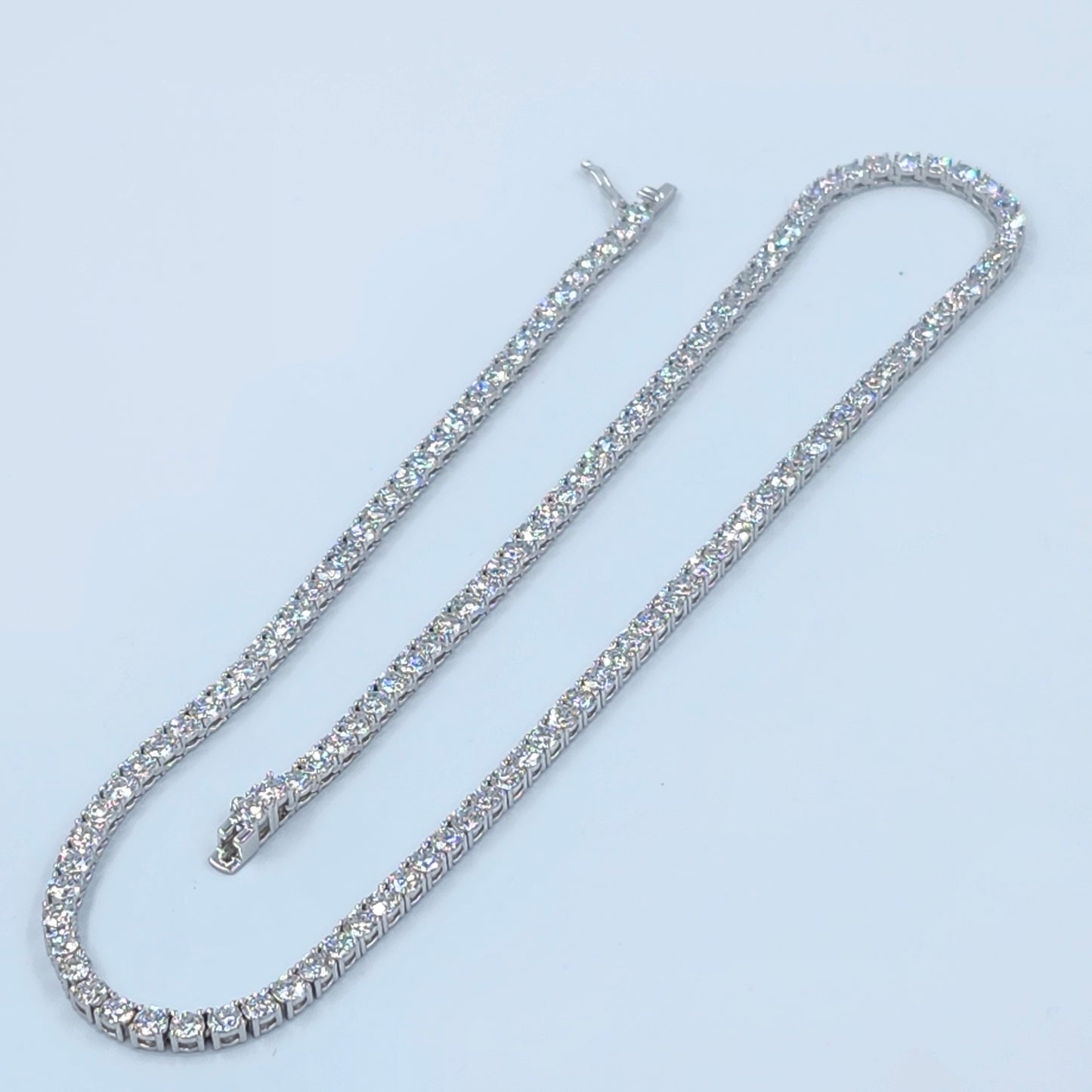 Lab Diamond Four Prong Tennis Necklace / 14k Gold Round Diamond Tennis Necklace / Anniversary Gift