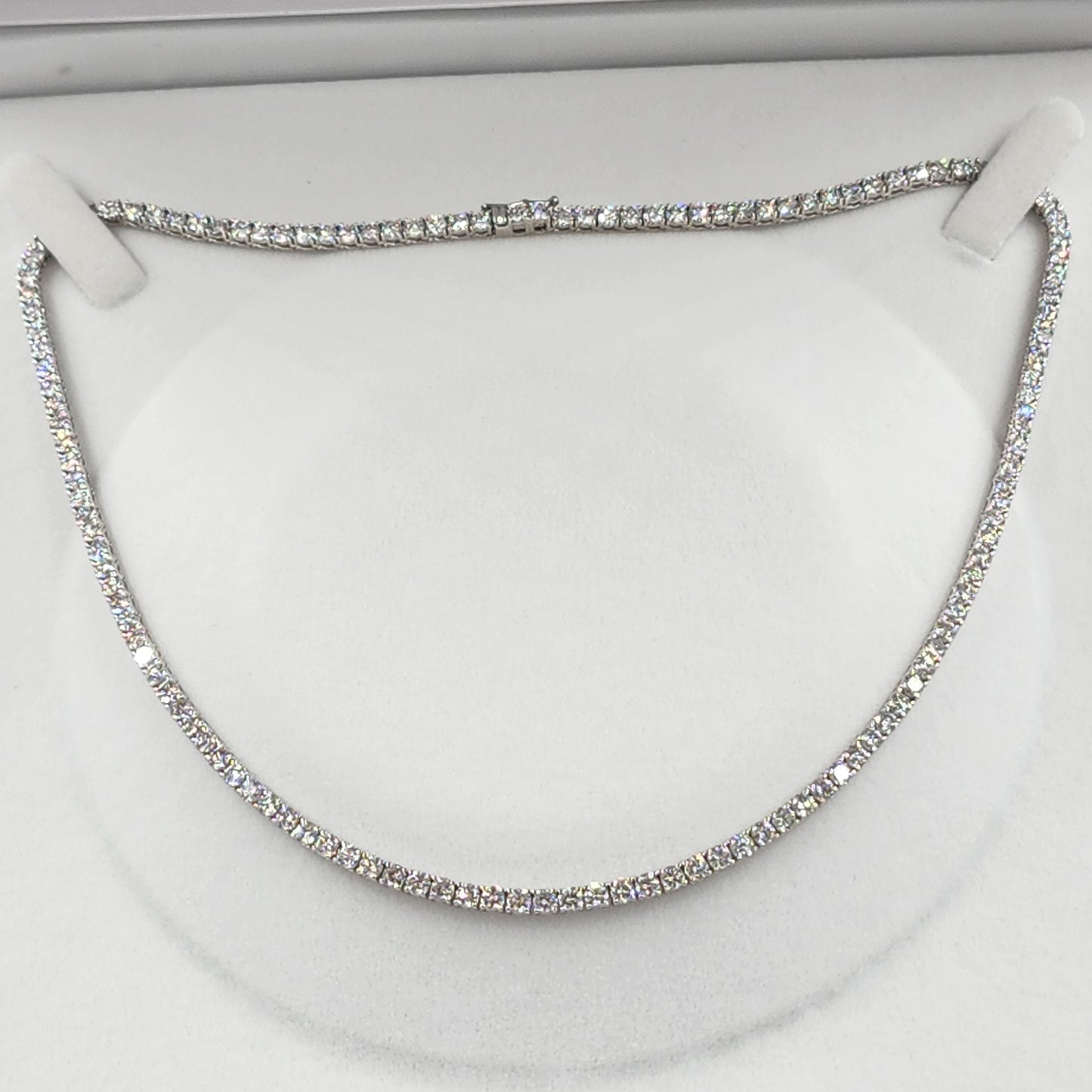 Lab Diamond Four Prong Tennis Necklace / 14k Gold Round Diamond Tennis Necklace / Anniversary Gift