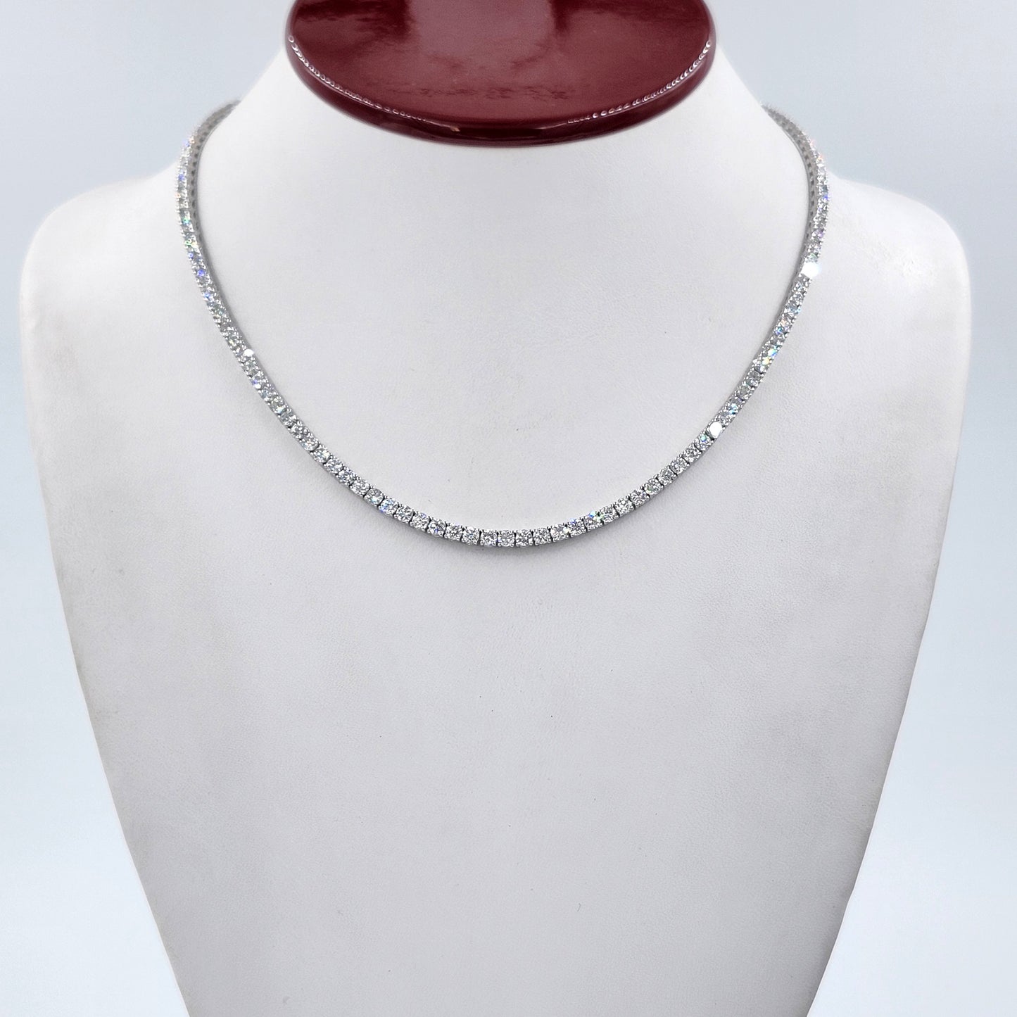 Lab Diamond Four Prong Tennis Necklace / 14k Gold Round Diamond Tennis Necklace / Anniversary Gift