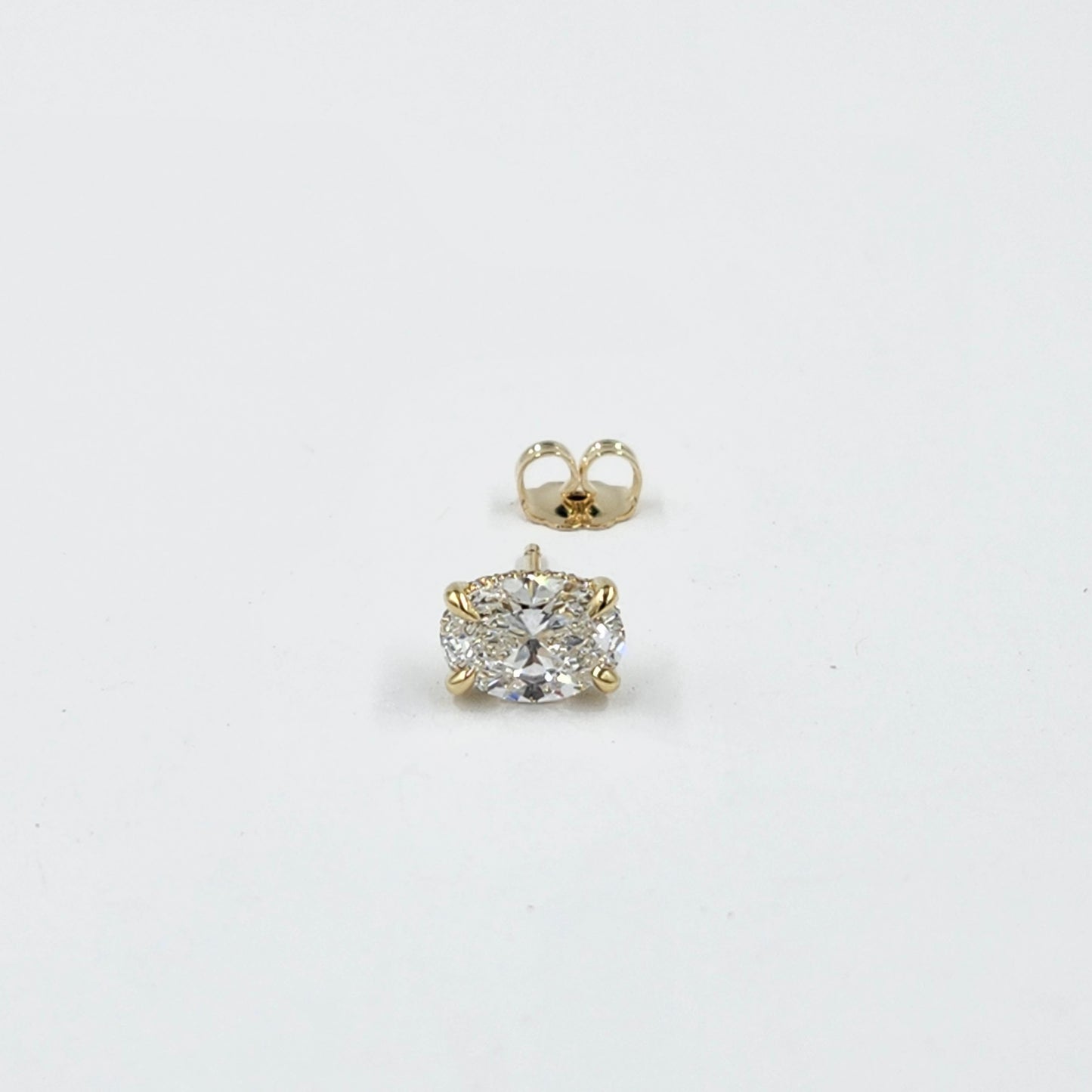 Lab Grown Diamond Oval Stud Earrings: 14k Gold, Hidden Halo, Wedding Jewelry - Anniversary gift