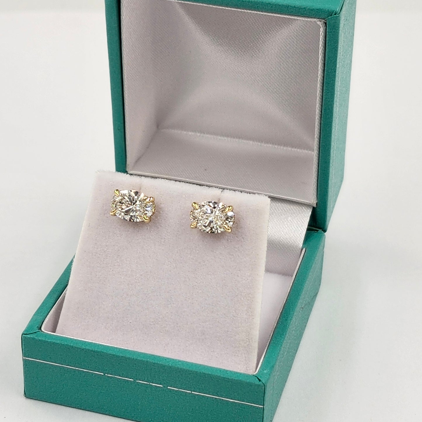 Lab Grown Diamond Oval Stud Earrings: 14k Gold, Hidden Halo, Wedding Jewelry - Anniversary gift