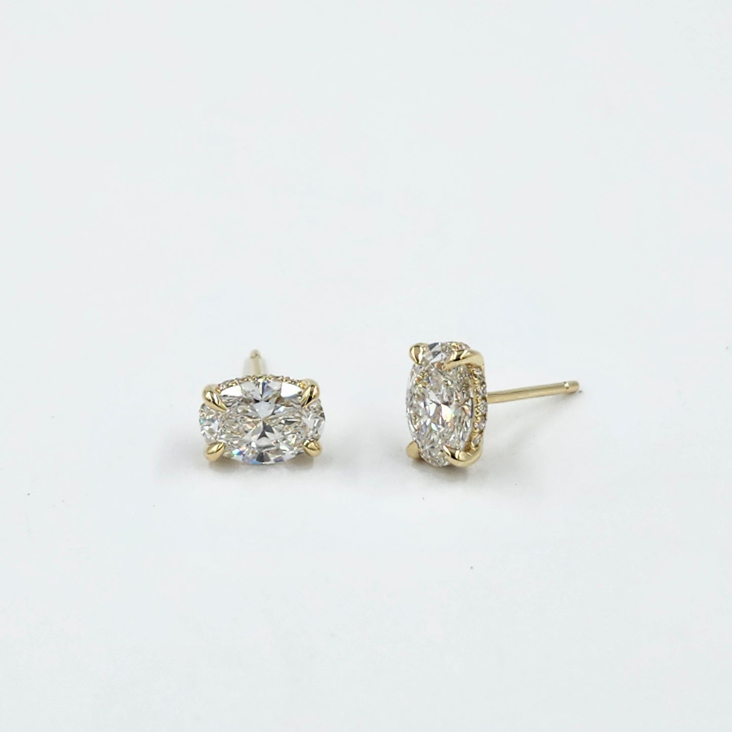 Lab Grown Diamond Oval Stud Earrings: 14k Gold, Hidden Halo, Wedding Jewelry - Anniversary gift