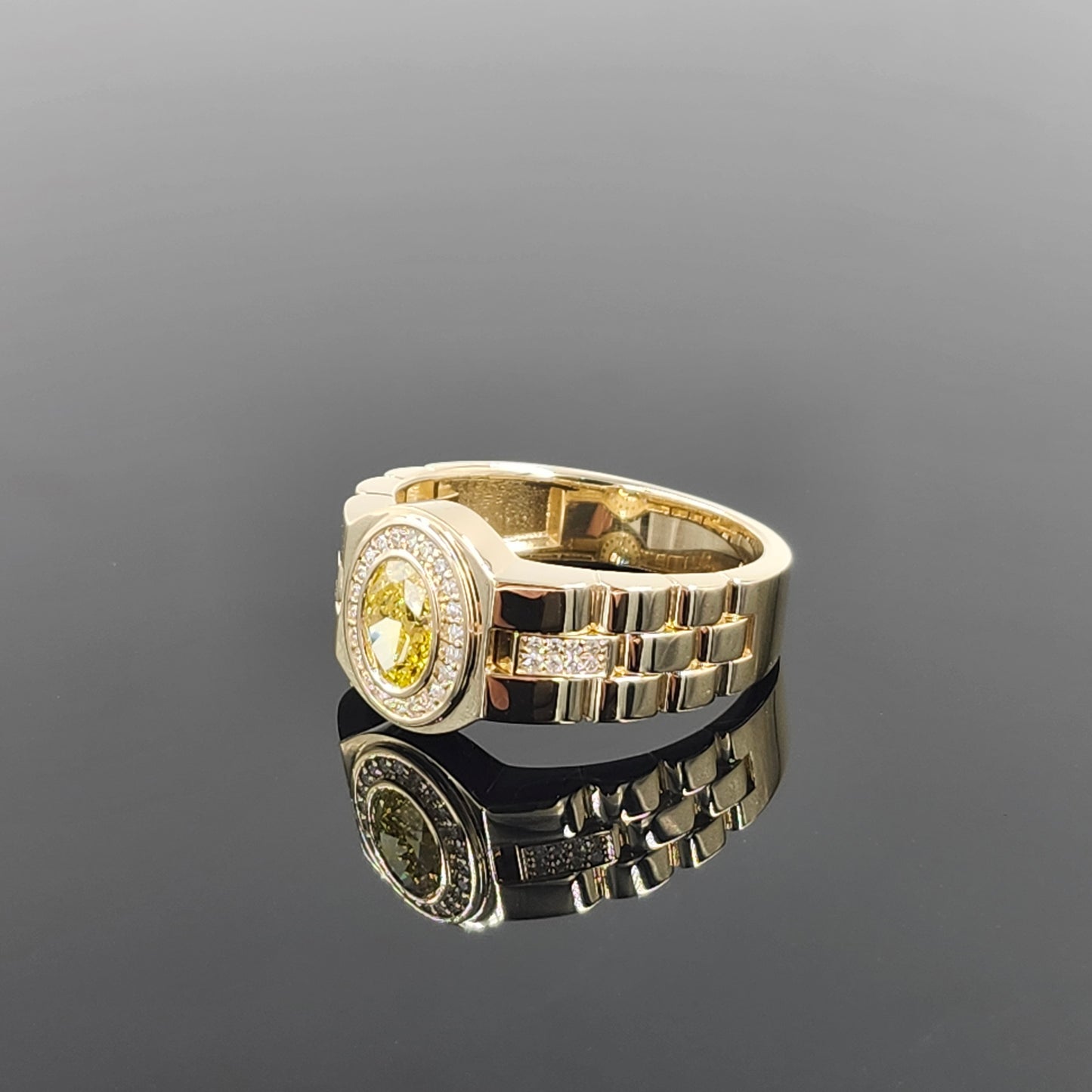 Lab Grown Oval Yellow Diamond Men's Ring/14K gold Oval Lab Grown Diamond Wedding Ring/  Men's Diamond Ring/Anniversary gift
