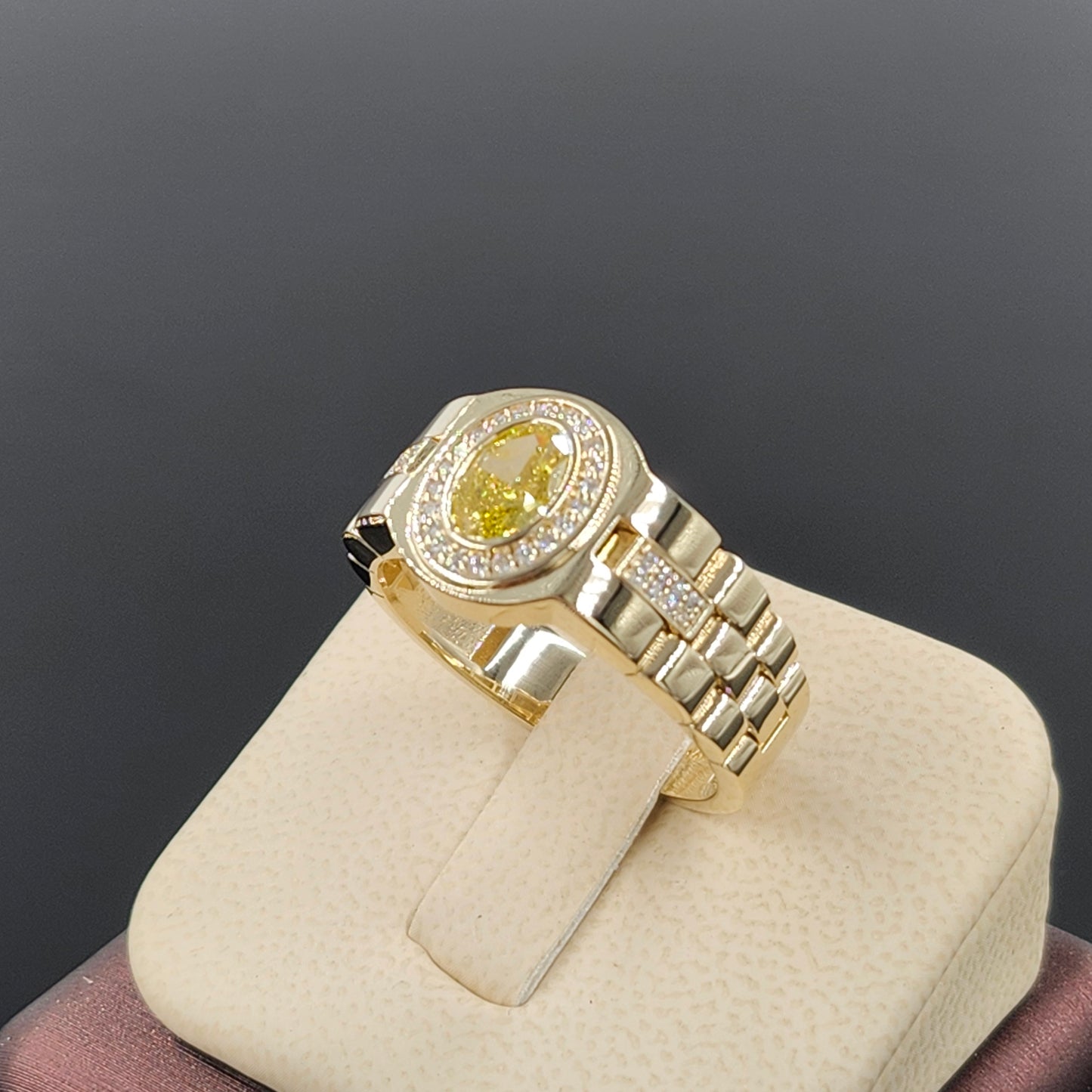 Lab Grown Oval Yellow Diamond Men's Ring/14K gold Oval Lab Grown Diamond Wedding Ring/  Men's Diamond Ring/Anniversary gift