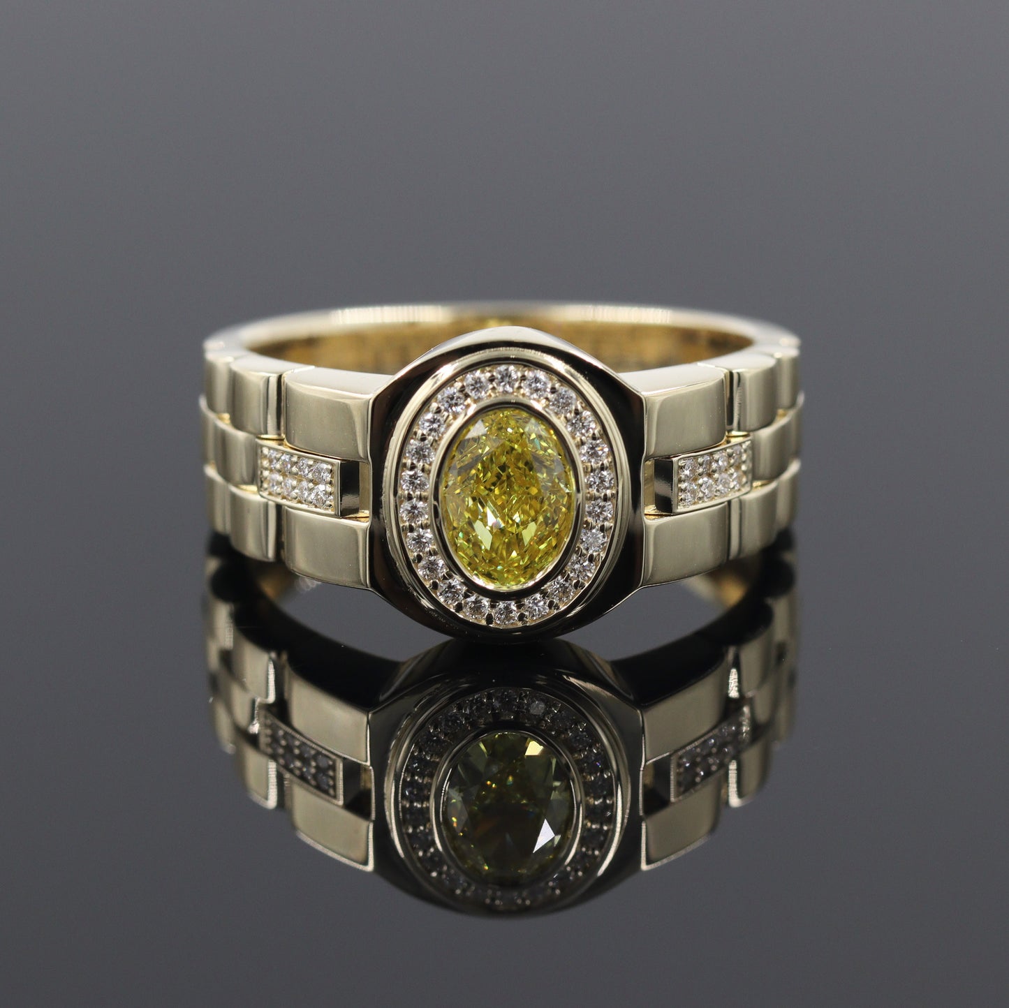 Lab Grown Oval Yellow Diamond Men's Ring/14K gold Oval Lab Grown Diamond Wedding Ring/  Men's Diamond Ring/Anniversary gift