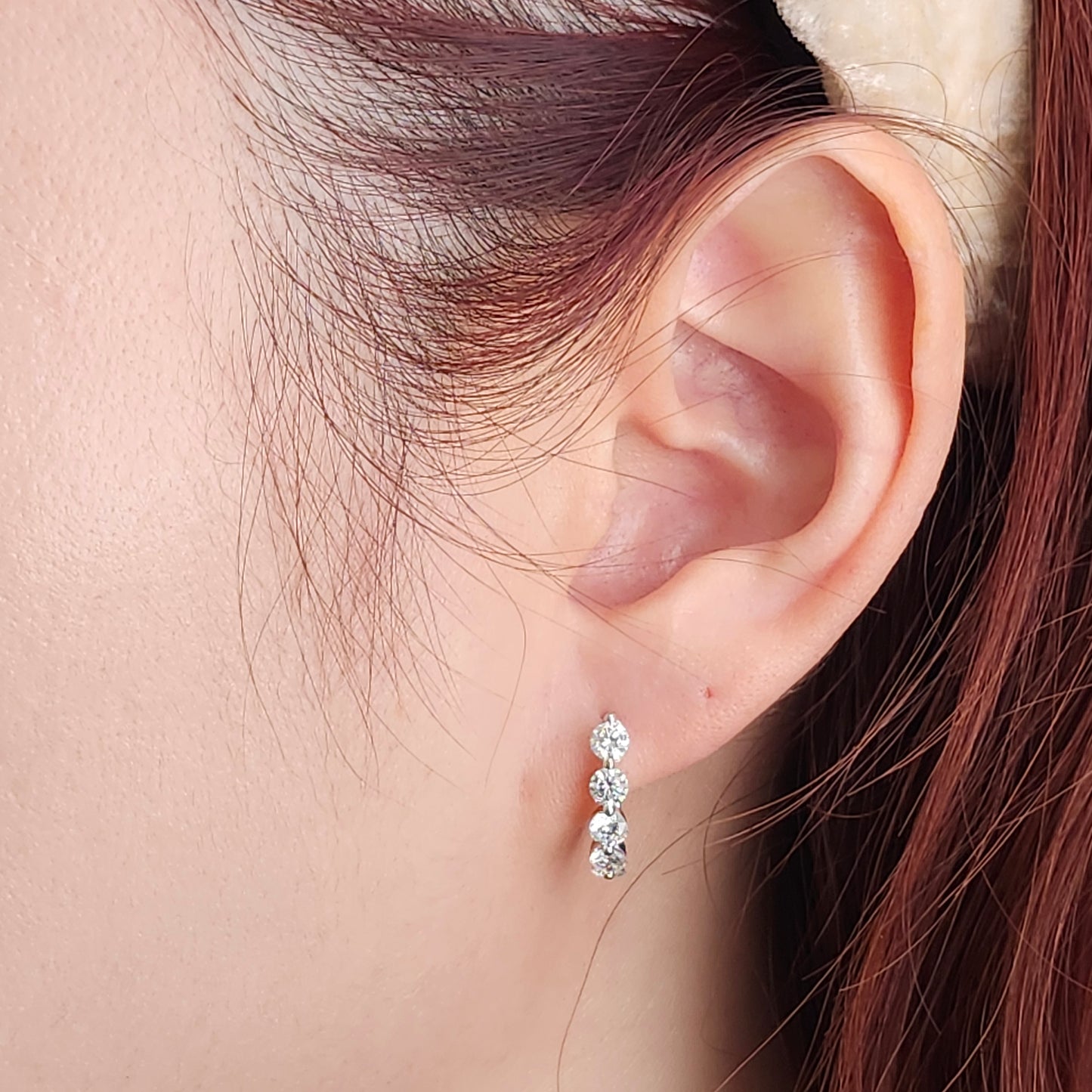Lab Diamond Hoop Earrings: 14K,18K gold Single Prong Diamond 1.5ct Hoop Earring - Anniversary gift