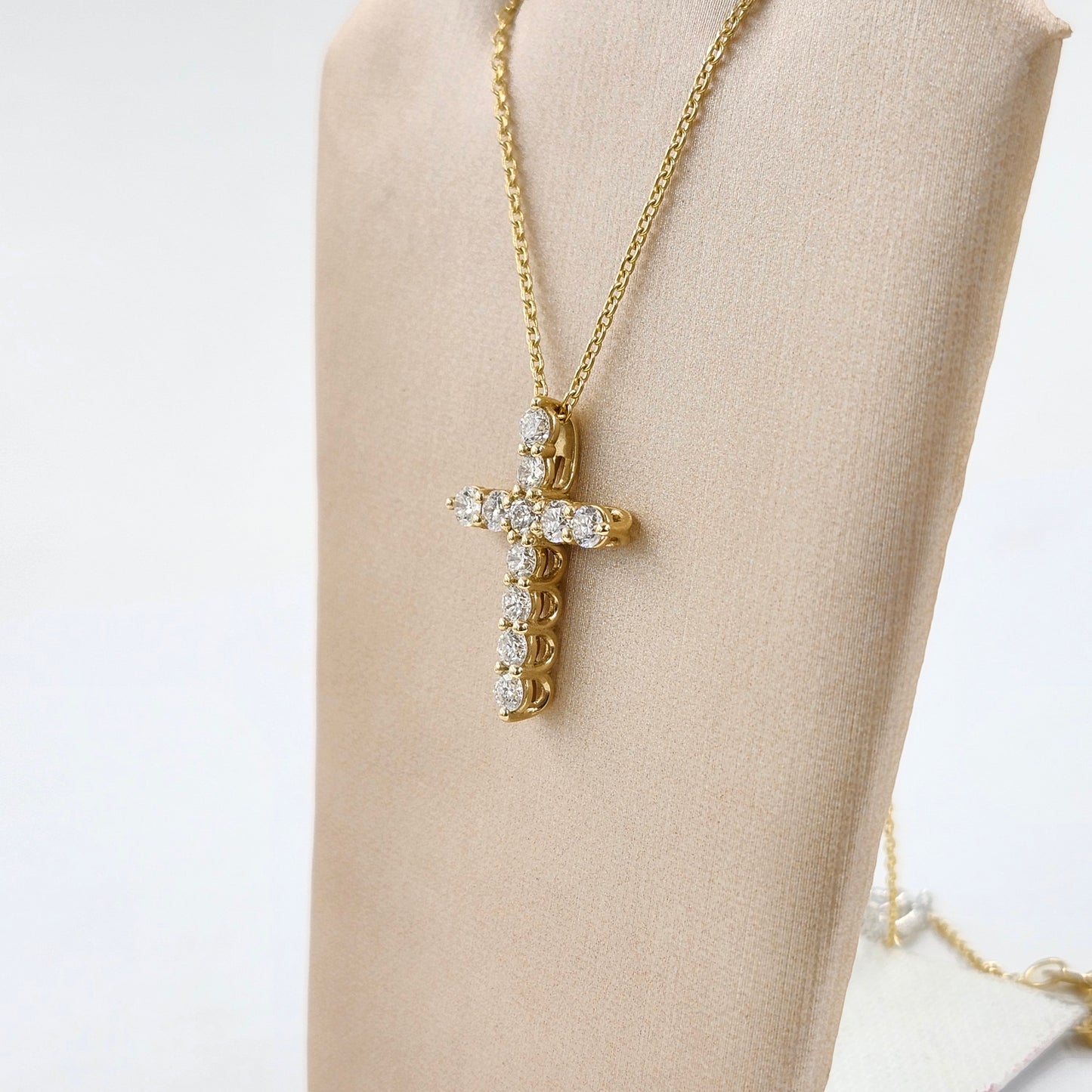 Lab Grown Diamond Cross Pendant: 14K Gold Religious Necklace- Anniversary Gift